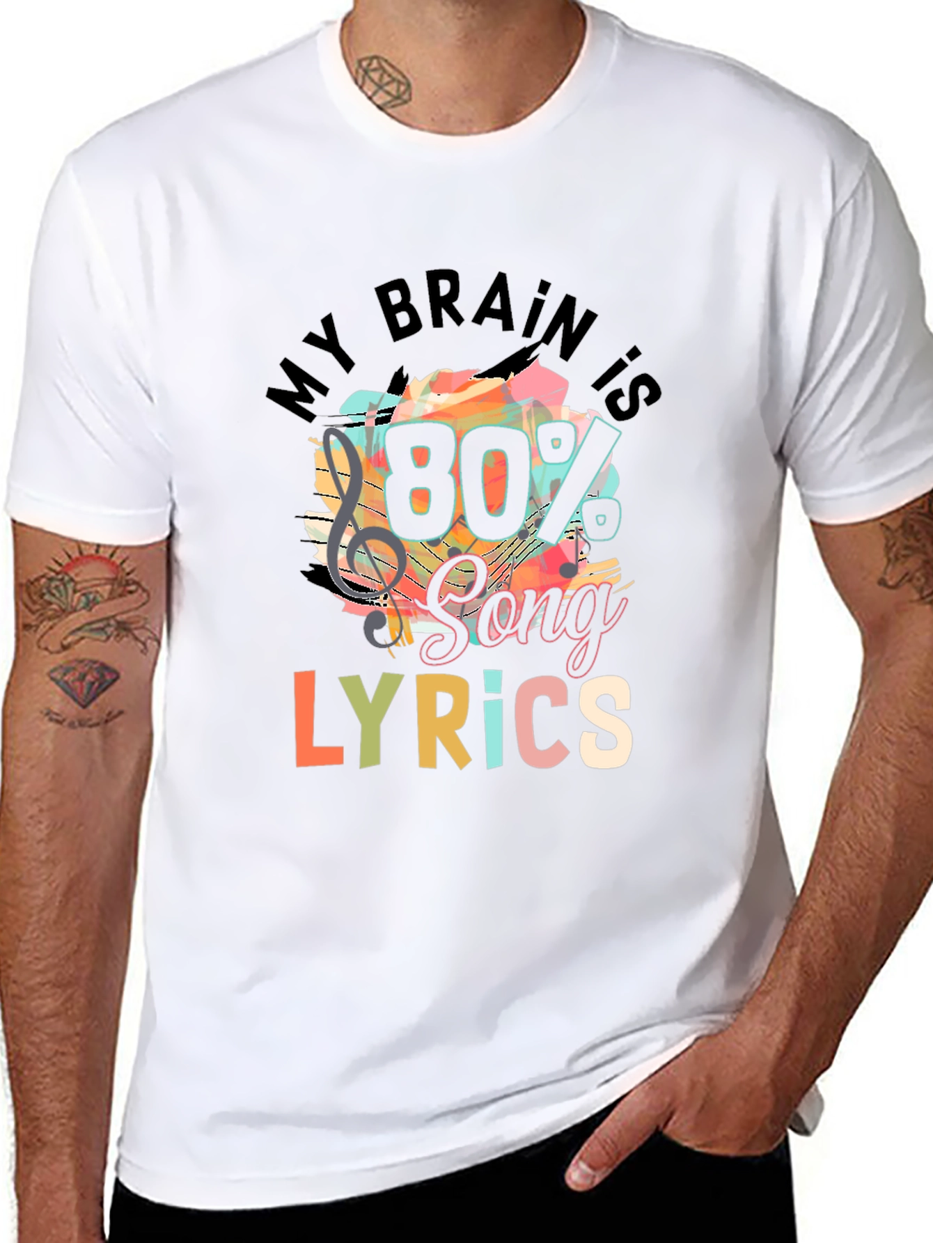 Black My Brain is 80% Song Lyrics T-Shirt view 8