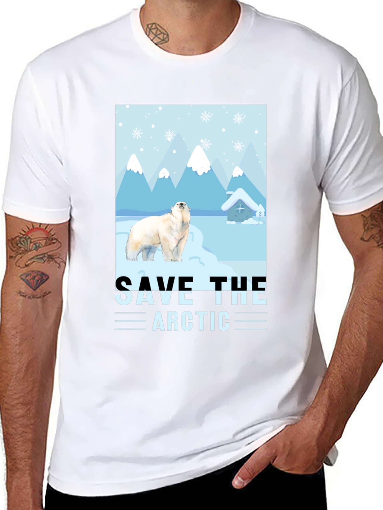 Black Save the Arctic Polar Bear Graphic T-Shirt view 8