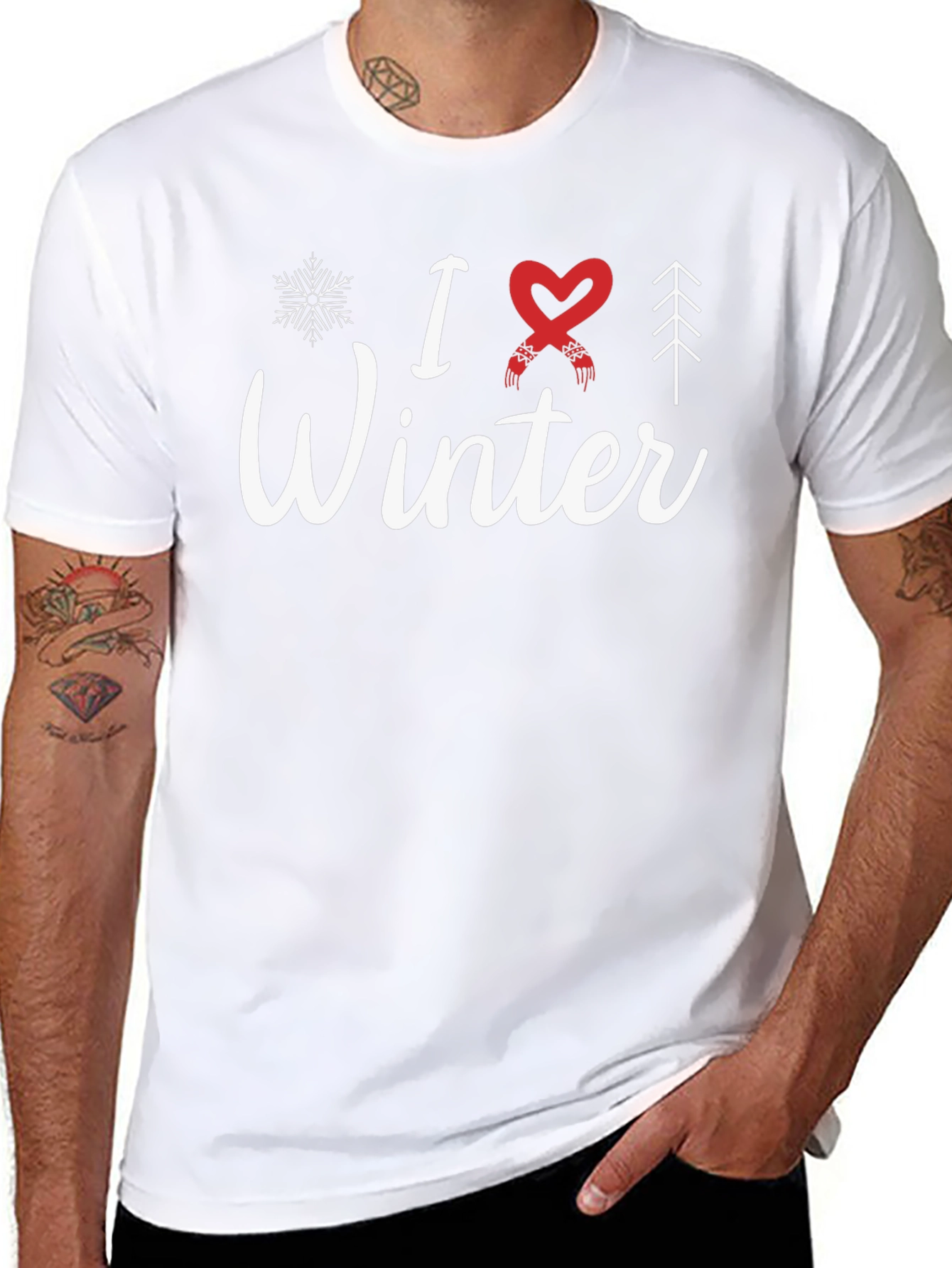 Black I Love Winter Graphic T-Shirt - Holiday Season Apparel view 8