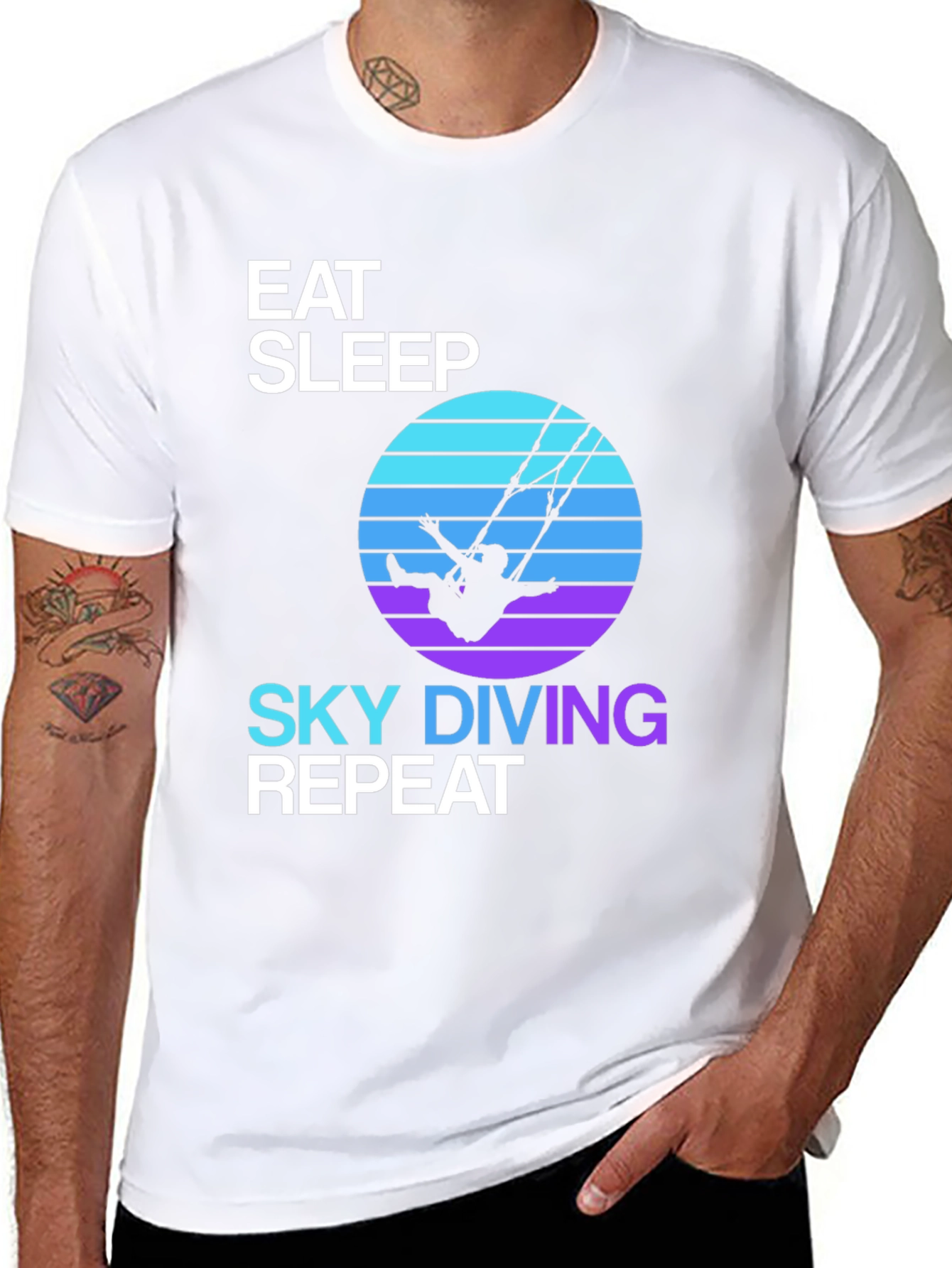 Black Eat Sleep Skydiving Repeat T-Shirt view 8