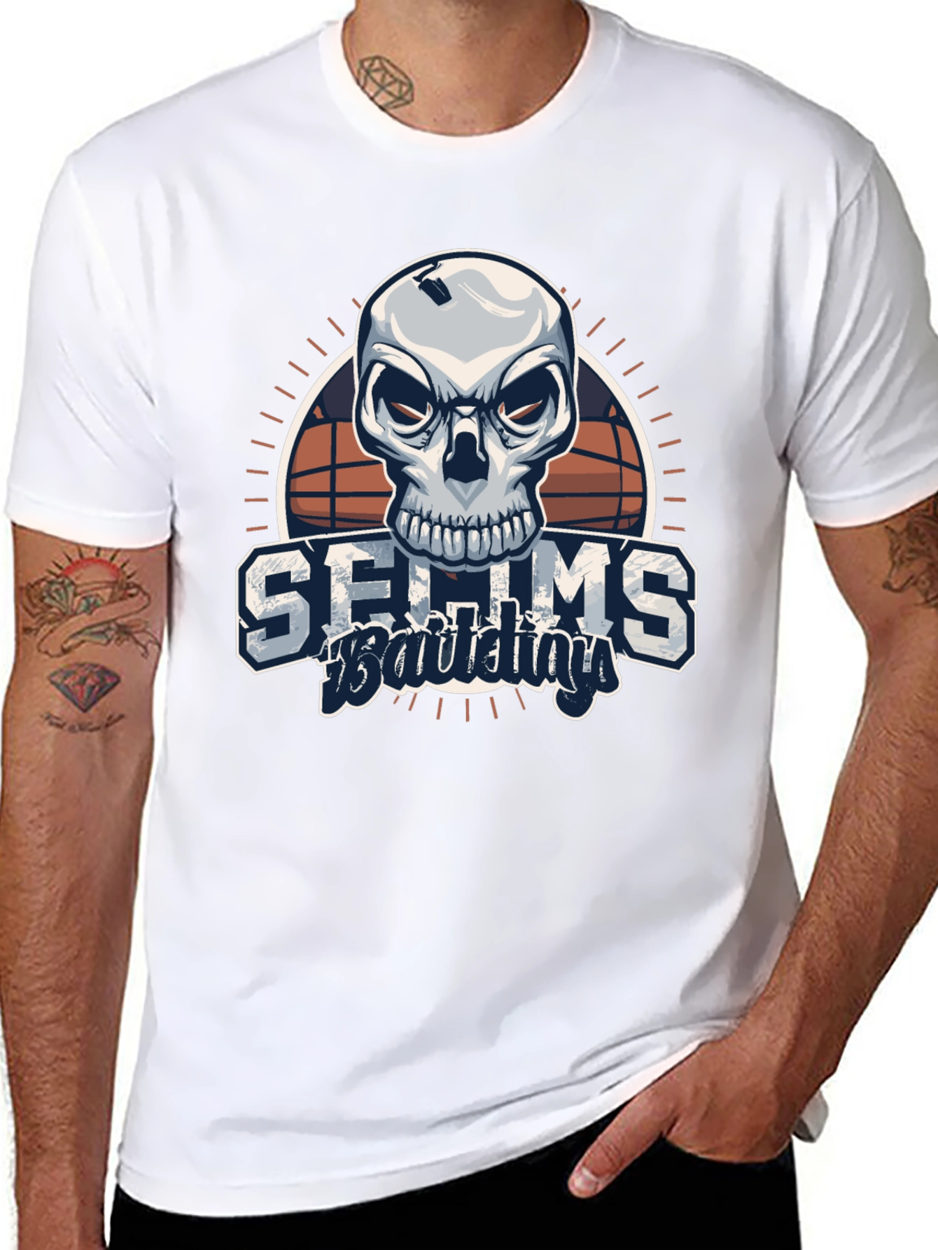 Black Skull Basketball Graphic Black T-Shirt view 8