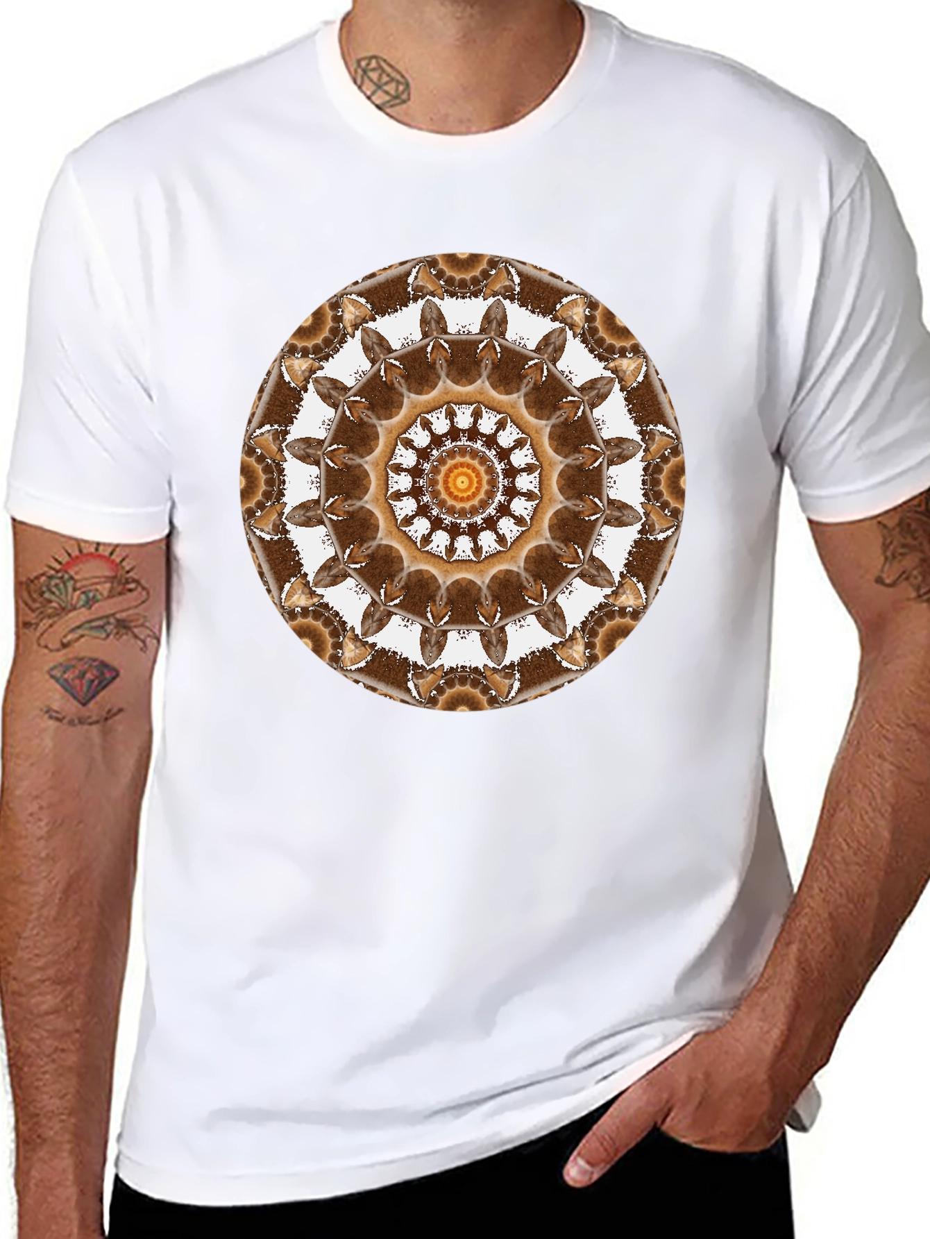 Black Geometric Mandala Graphic Tee - Unisex Black T-Shirt view 8