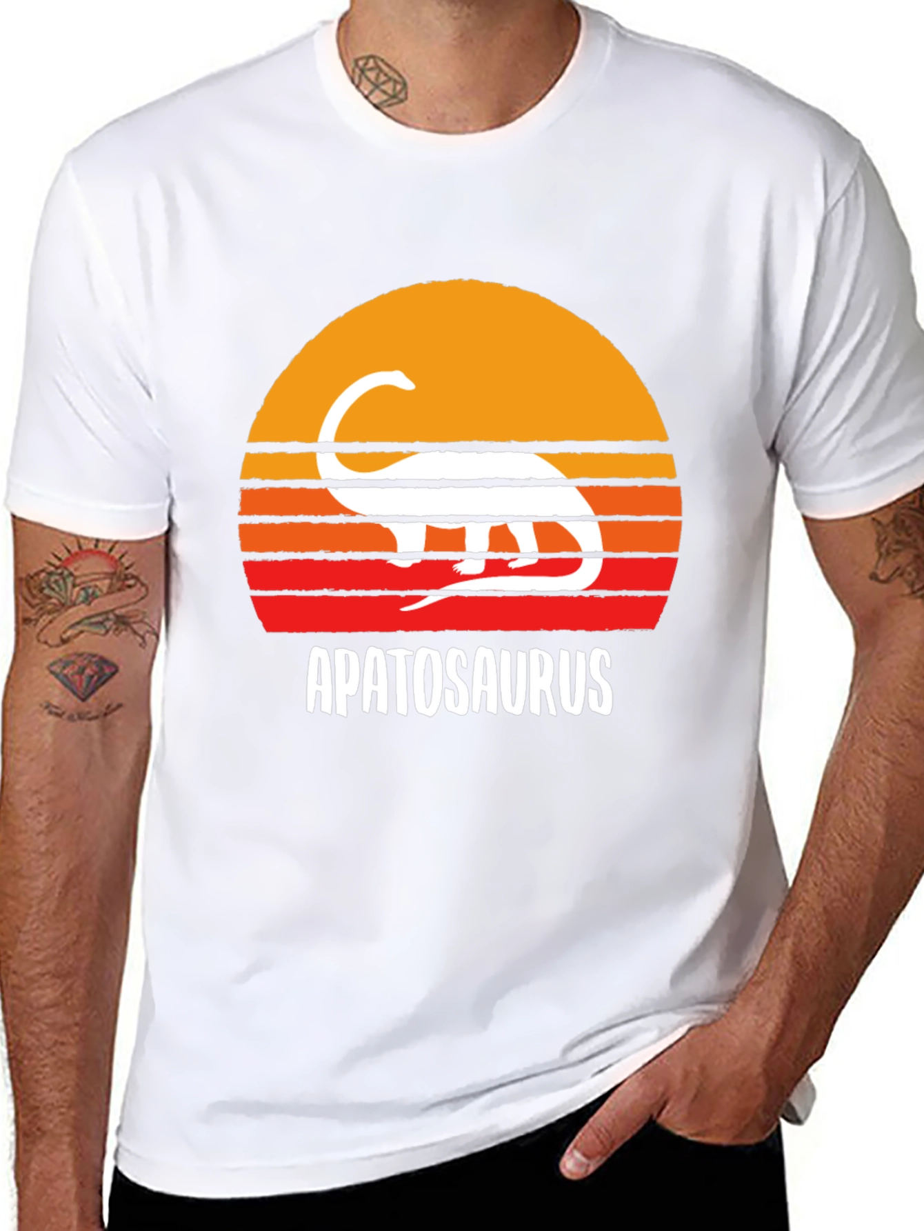 Black Apatosaurus Sunset Graphic Tee - Dinosaur Lover's Shirt view 8