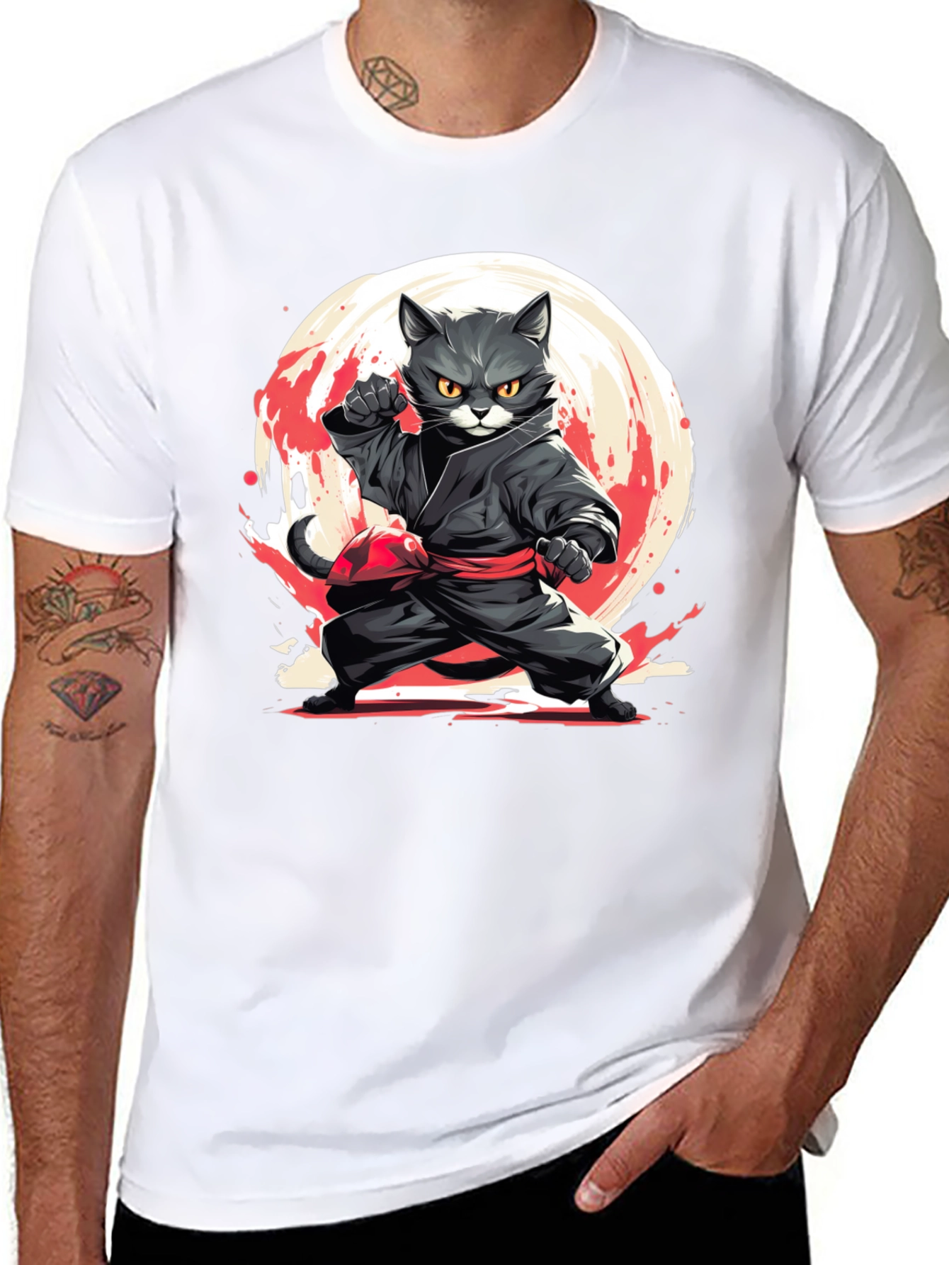 Black Ninja Cat T-Shirt - Martial Arts Kitten Tee view 8