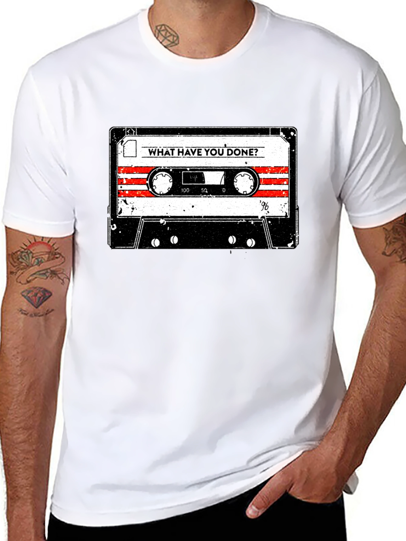 Black Vintage Cassette Tape Graphic Tee - "What Have You Done?" view 8