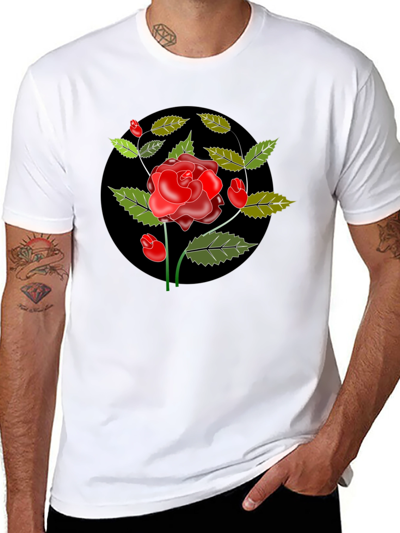 Black Black Rose Graphic Tee - Classic Style view 8