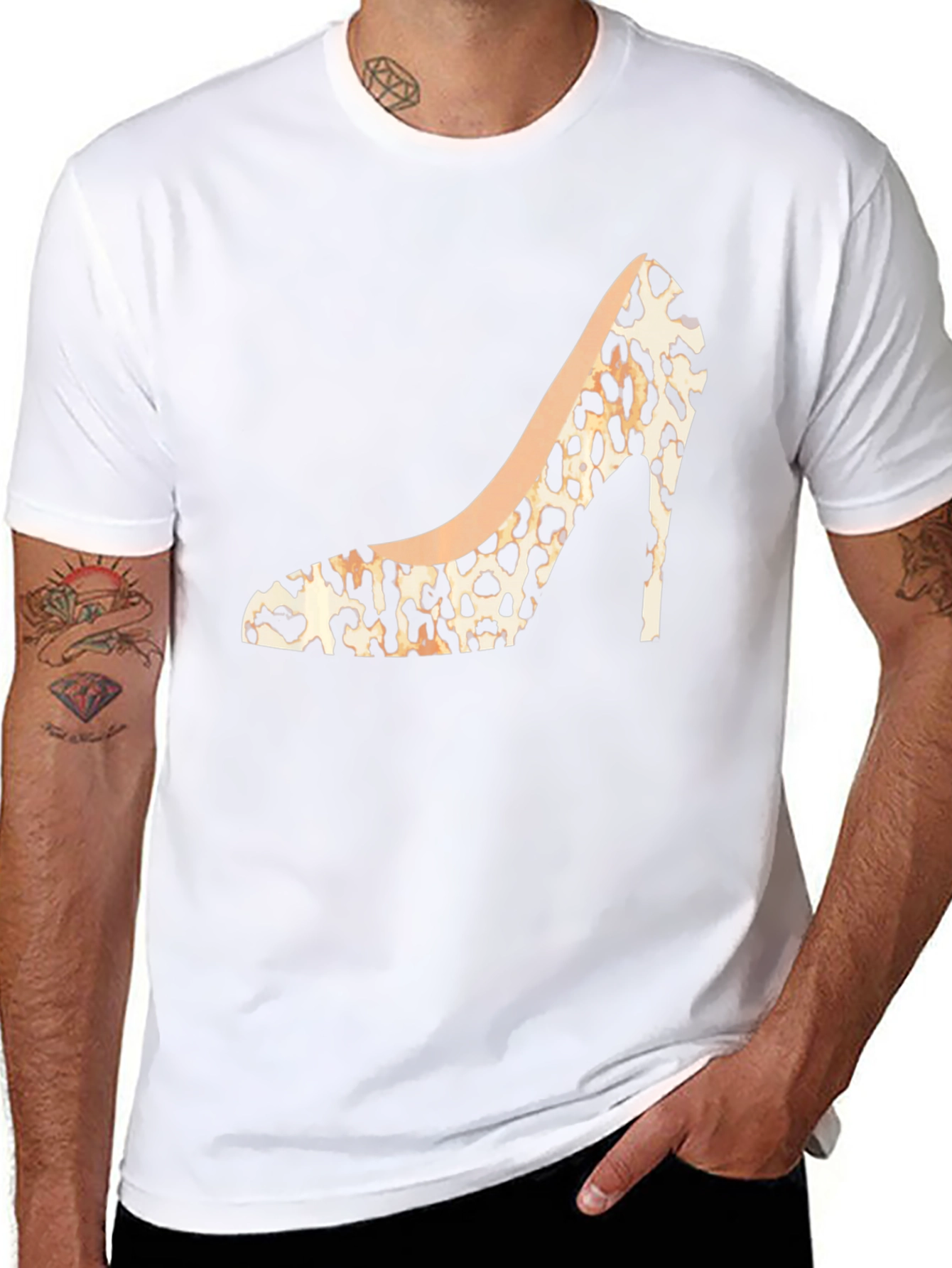 Leopard Print High Heel Graphic Tee - Stylish Fashion Statement - 8