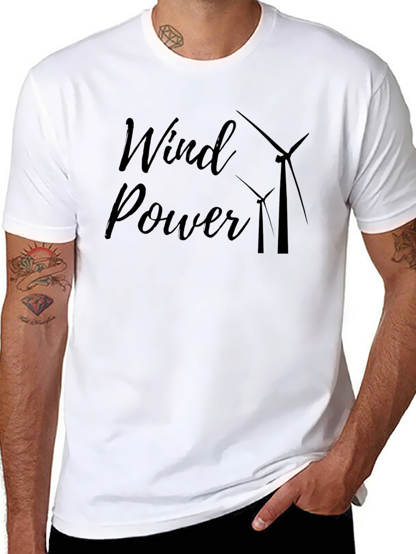 Black Wind Power Graphic Tee - Black Cotton Blend view 8
