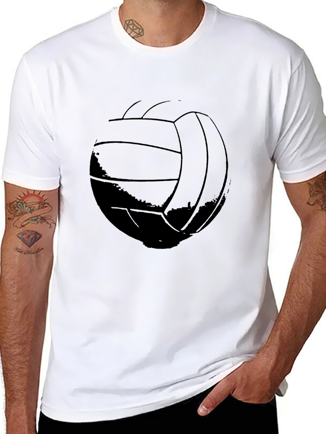 Black Volleyball Graphic Tee - Black Cotton T-Shirt view 8