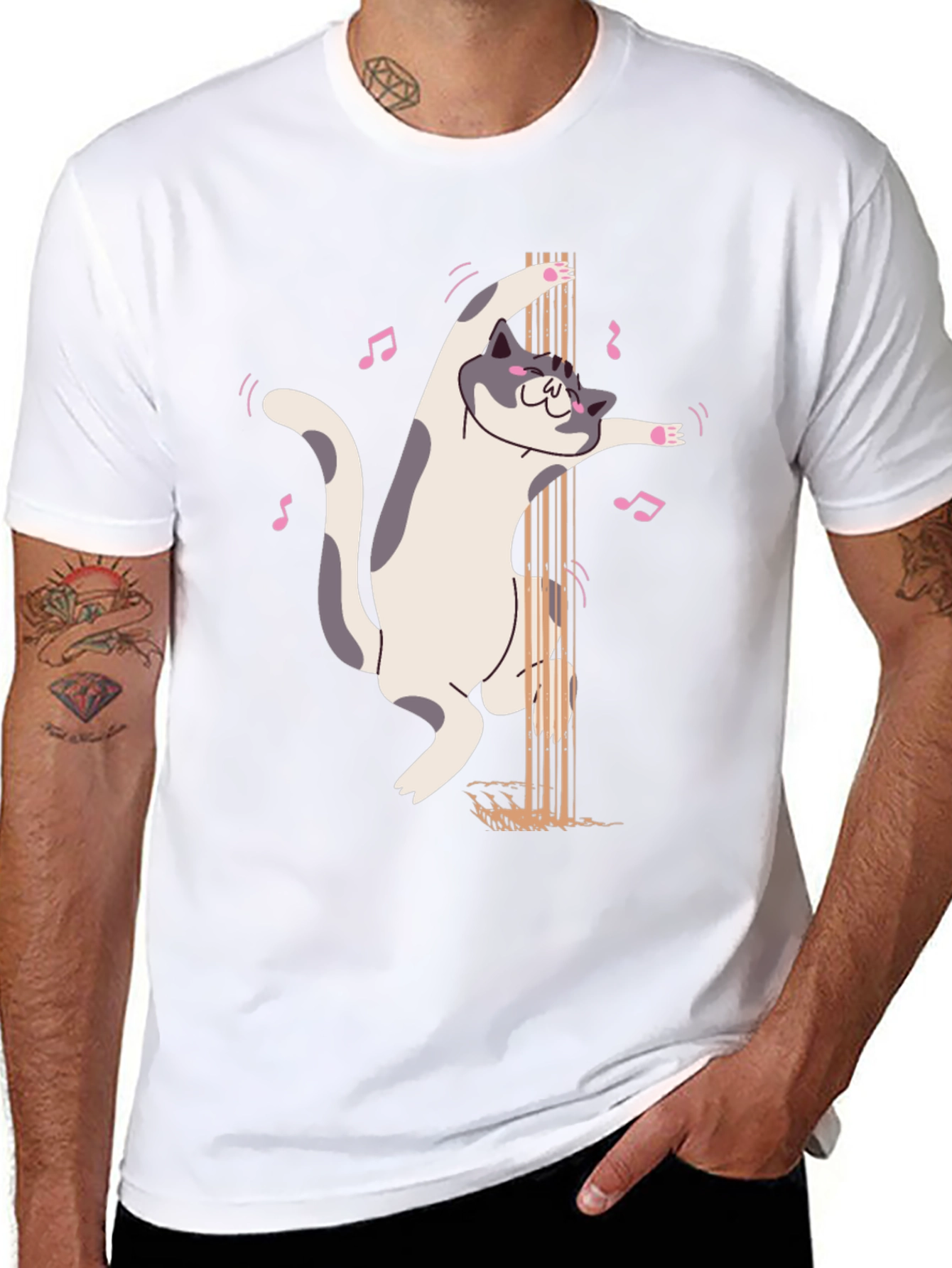 Black Pole Dancing Cat Graphic T-Shirt view 8