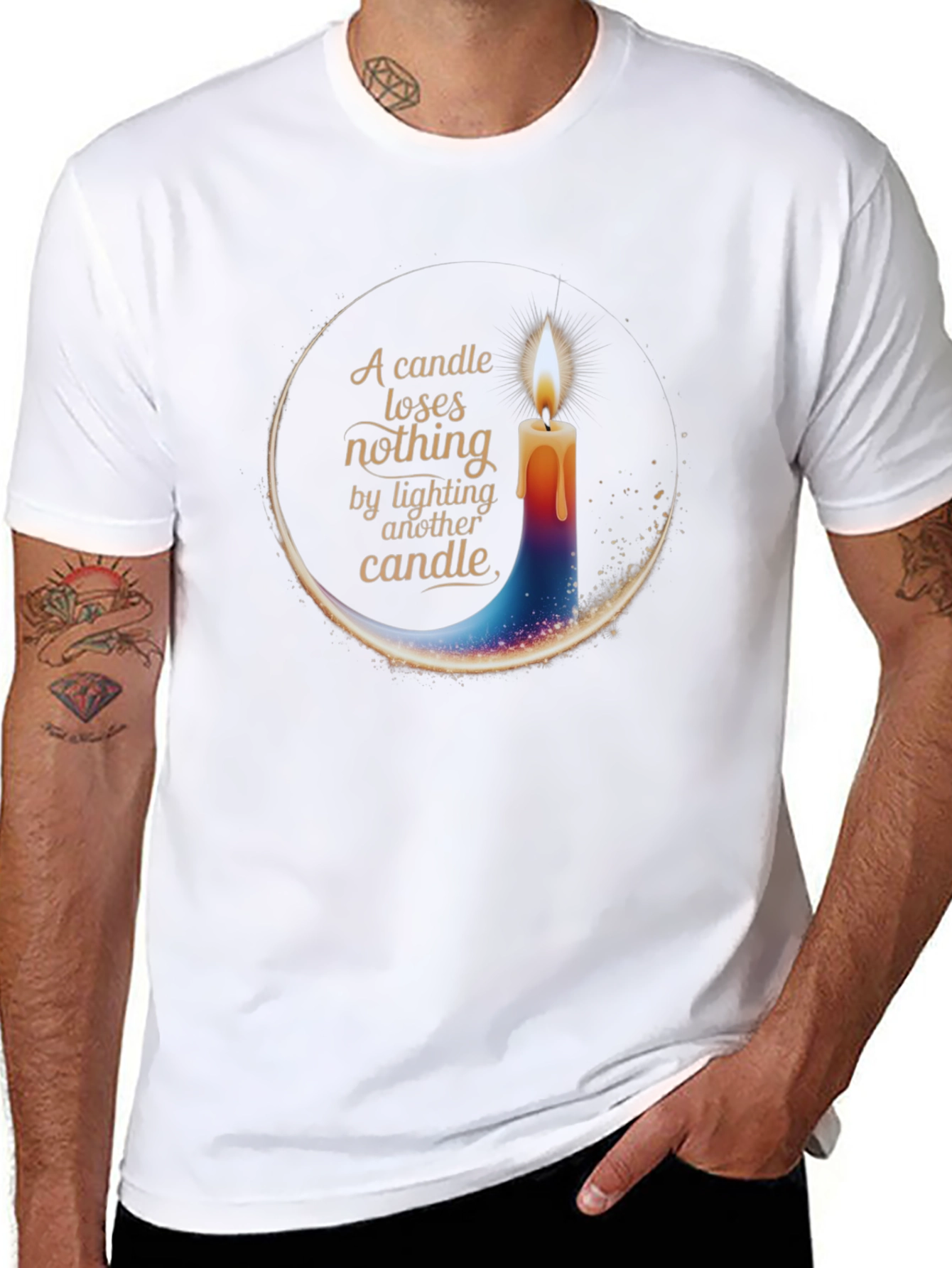 Black Candle Light T-Shirt - Inspirational Design view 8