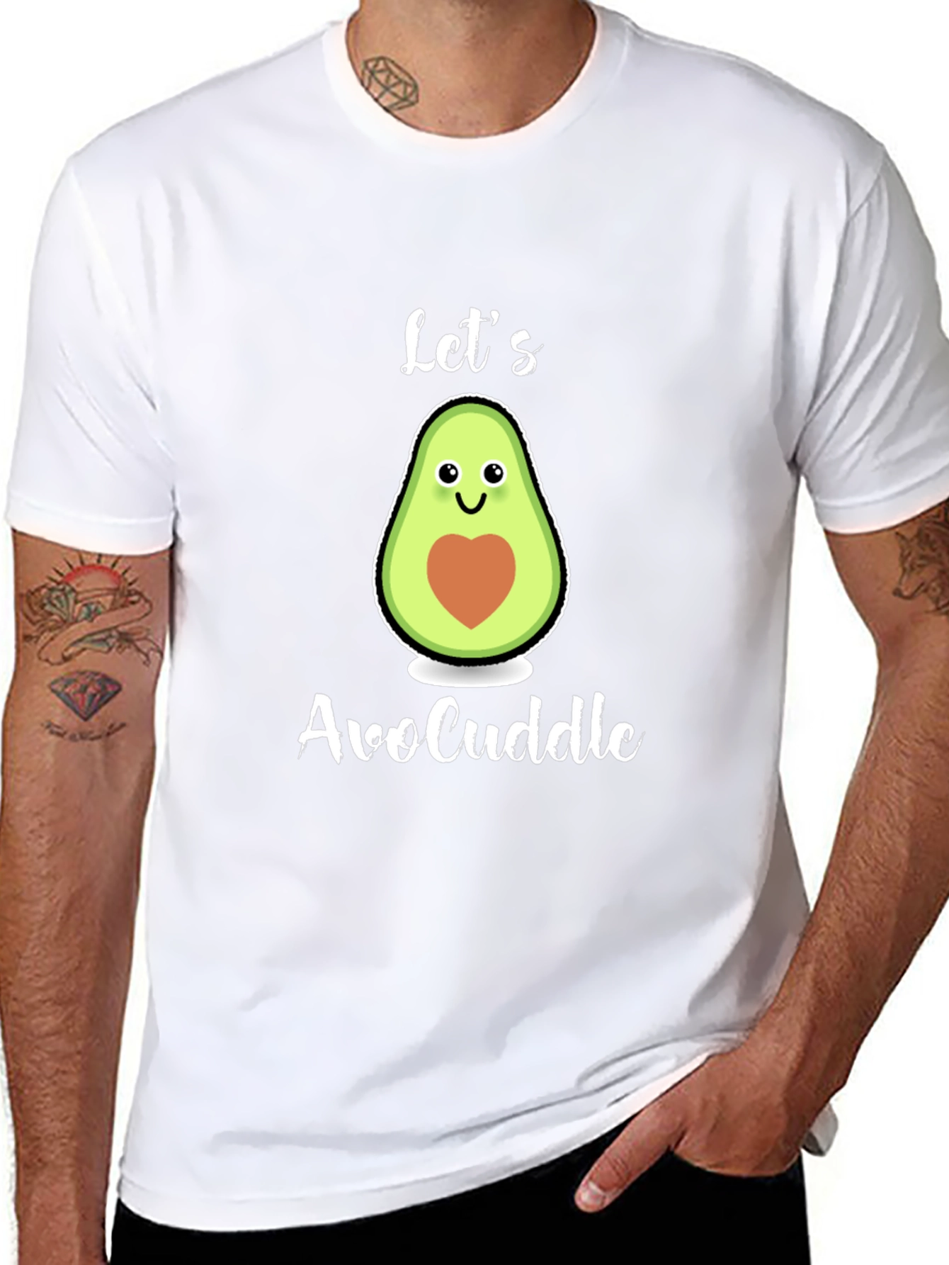 Black Let's AvoCuddle T-Shirt: Cute Avocado Graphic Tee view 8