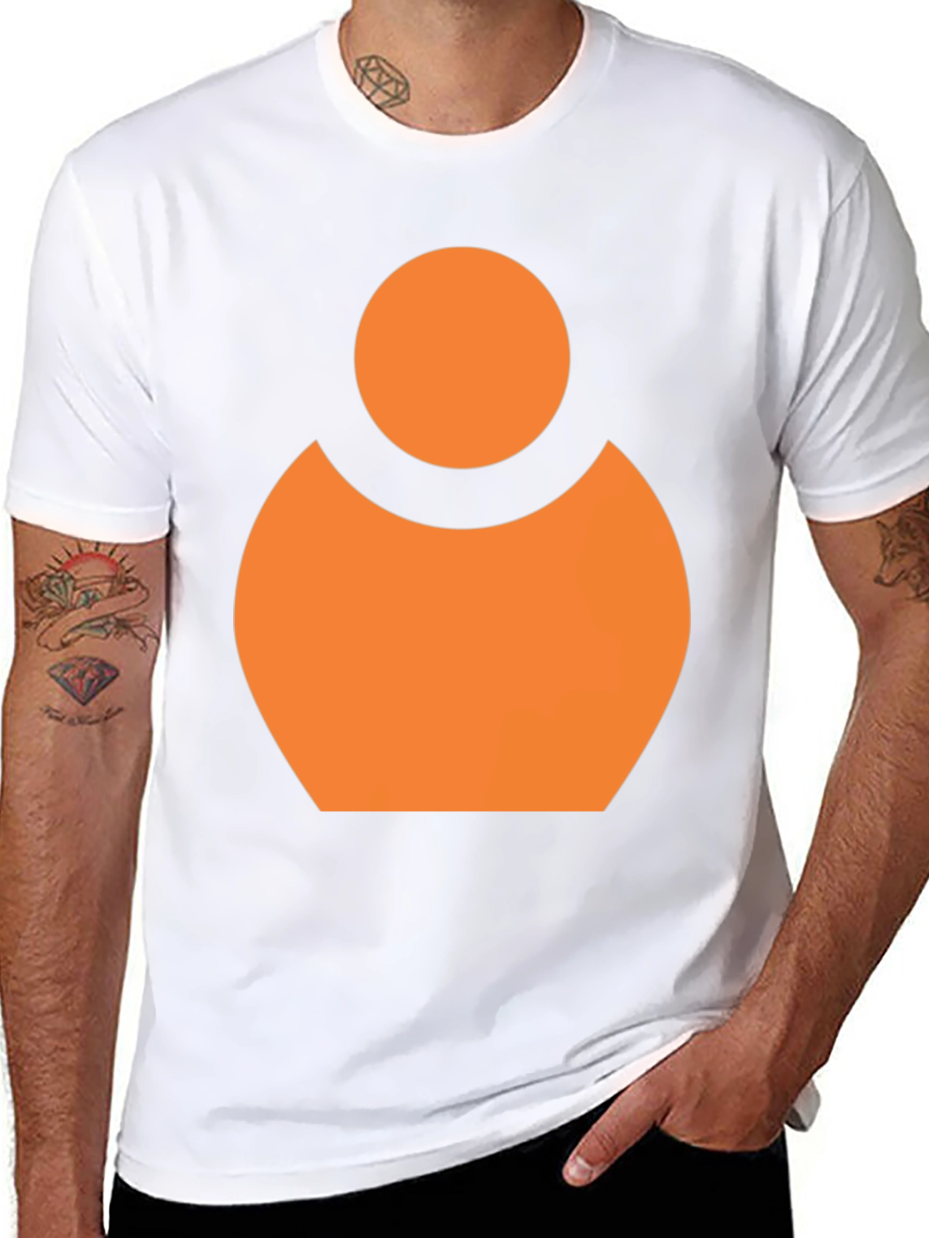 Black Abstract Orange Person Icon Black T-Shirt view 8
