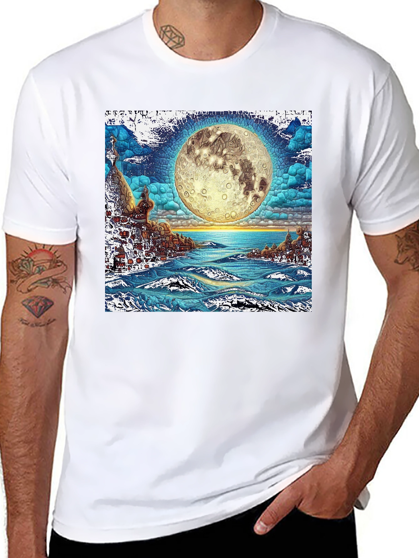 Black Mystic Moonscape Graphic Tee view 8