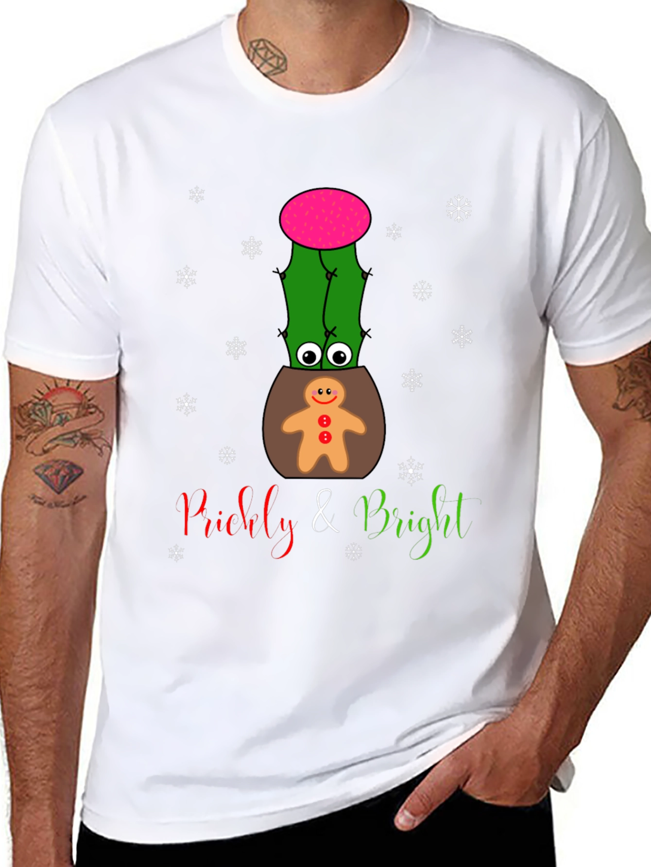 Black Prickly & Bright Holiday Cactus T-Shirt view 8