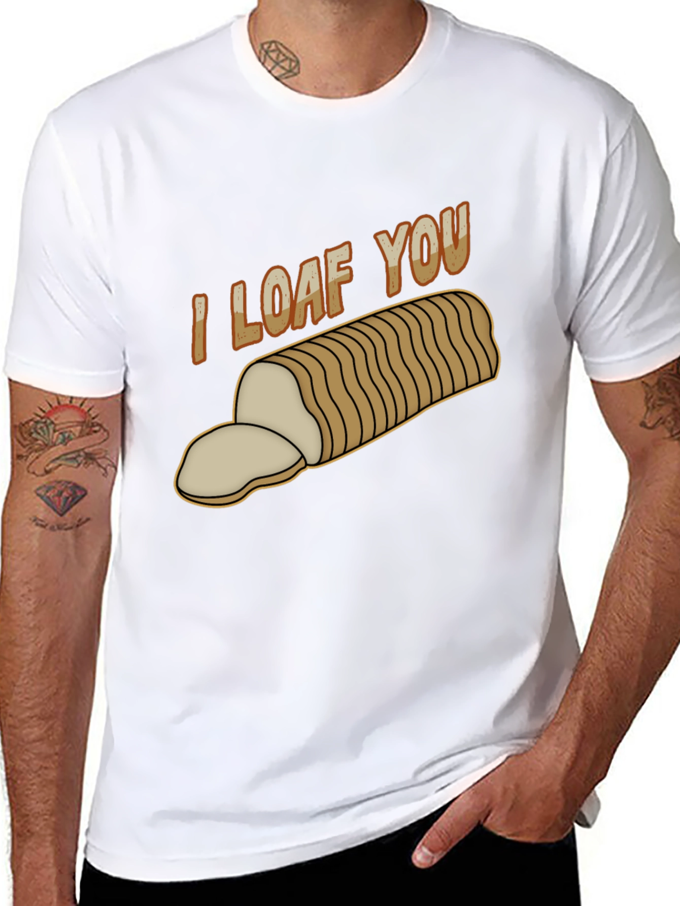 Black I Loaf You T-Shirt - Funny Bread Pun Tee view 8