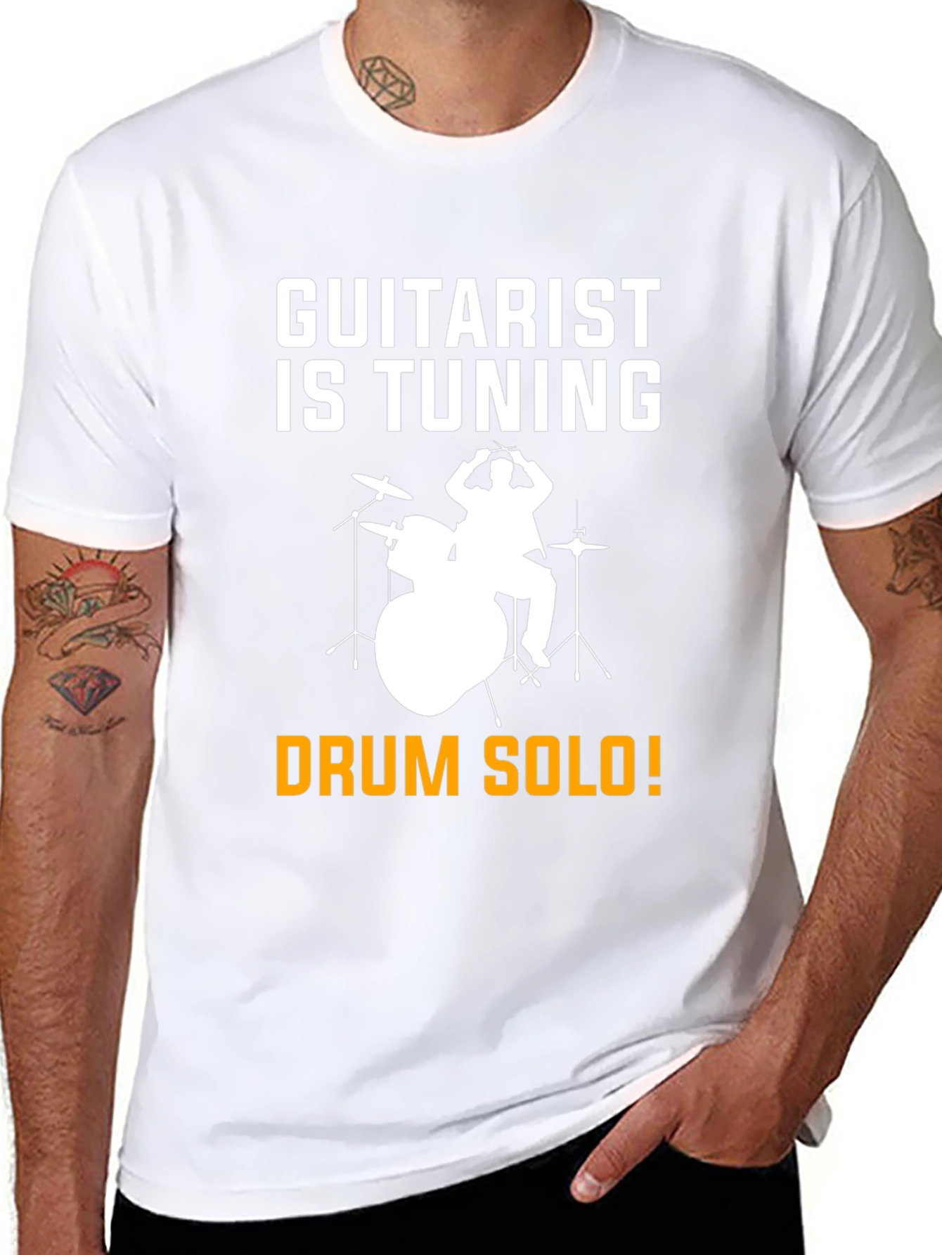 Black Guitarist Tuning T-Shirt Drummer Solo Funny Music Tee view 8