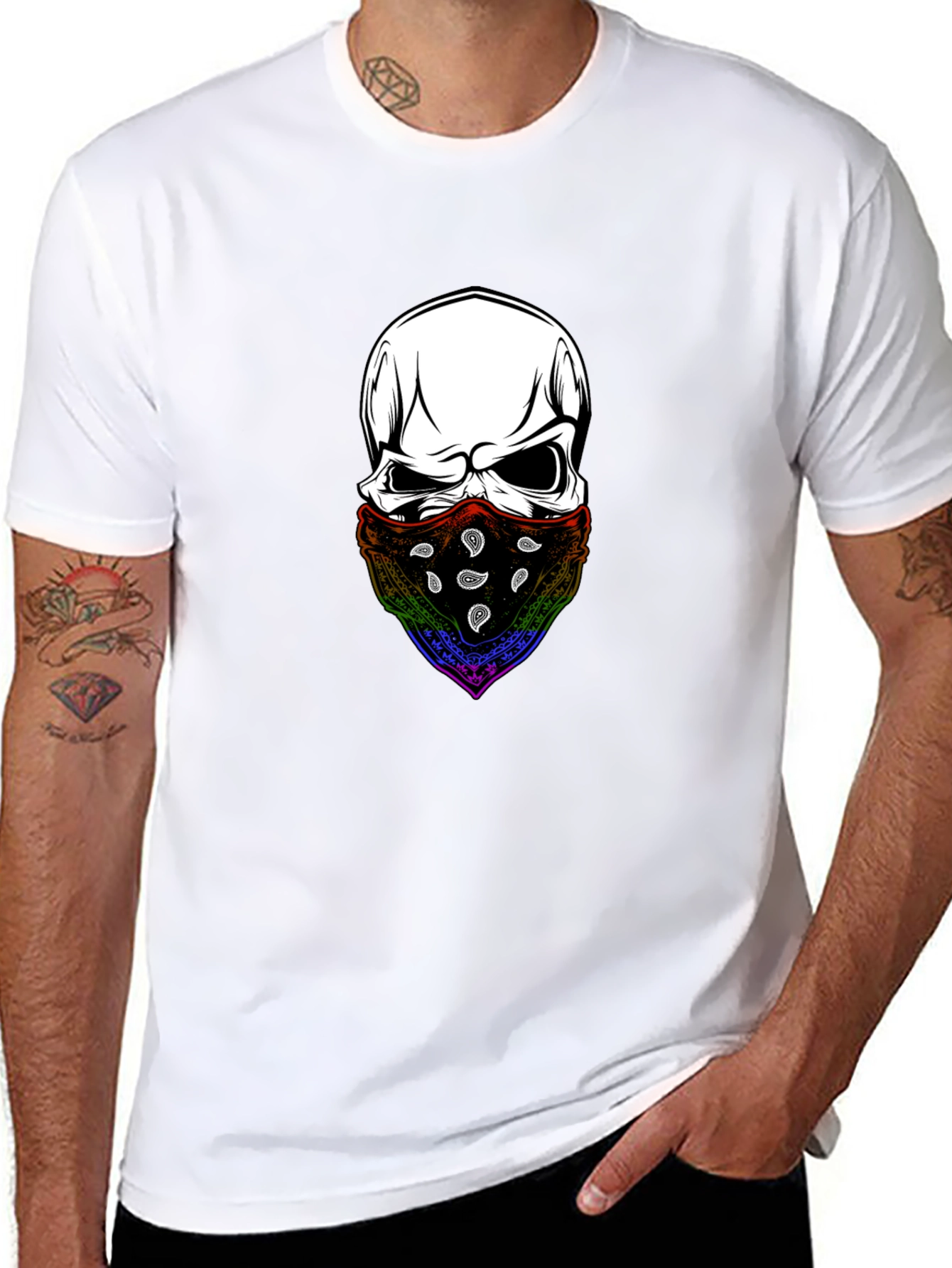 Black Skull Bandana T-Shirt - Stylish Graphic Tee view 8