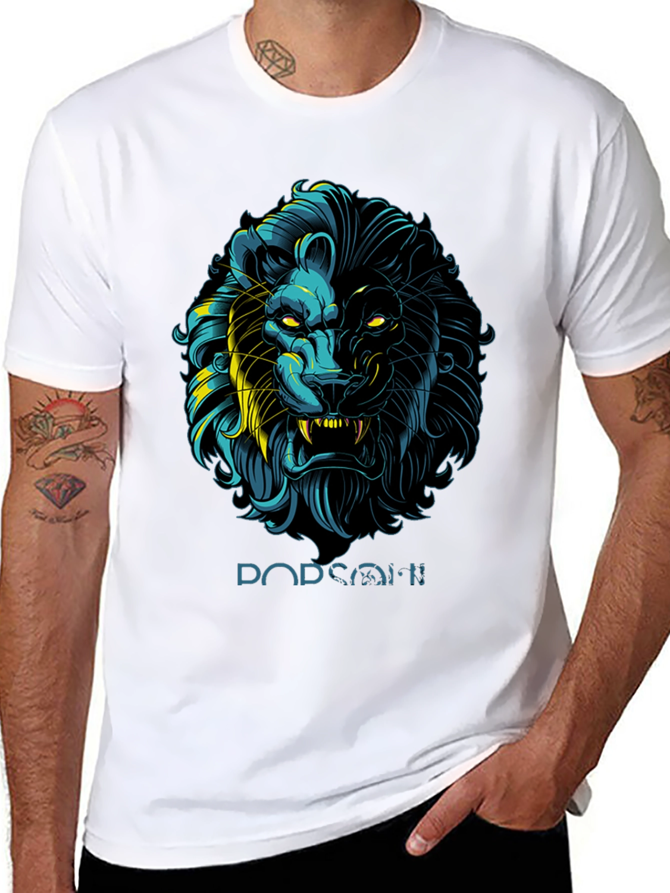 Black Lion Graphic Print Black T-Shirt - Stylish Men's Apparel view 8