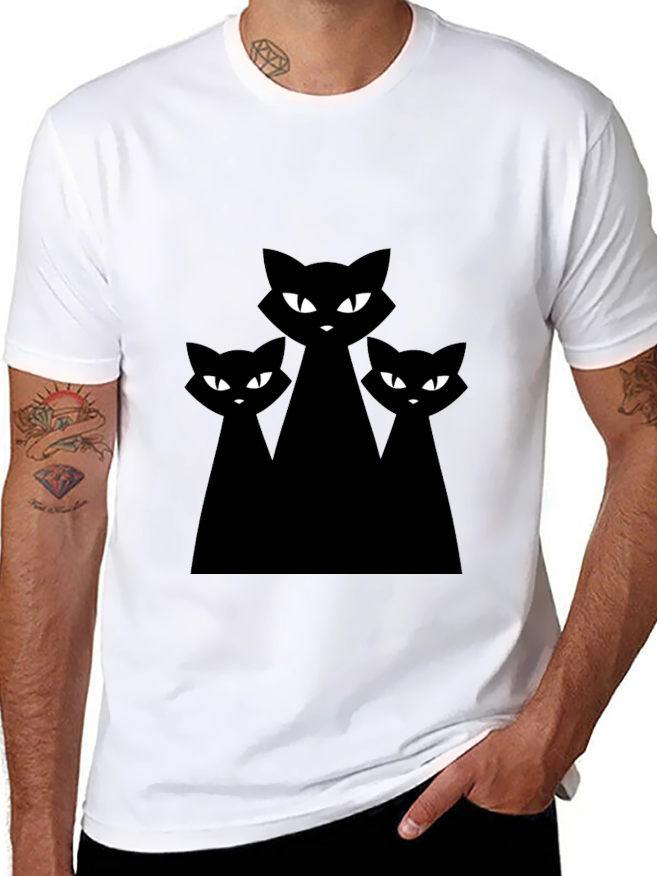 Black Black Cat Graphic Tee - Unisex Halloween Shirt view 8