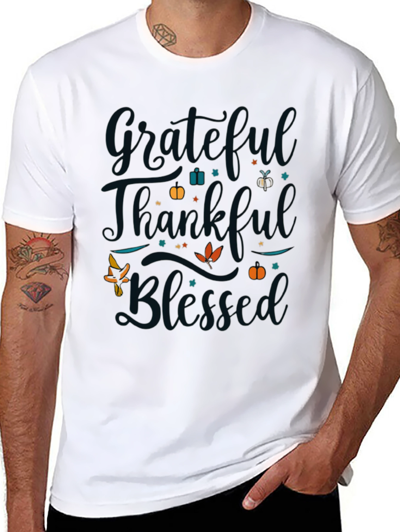 Black Grateful Thankful Blessed Black T-Shirt view 8