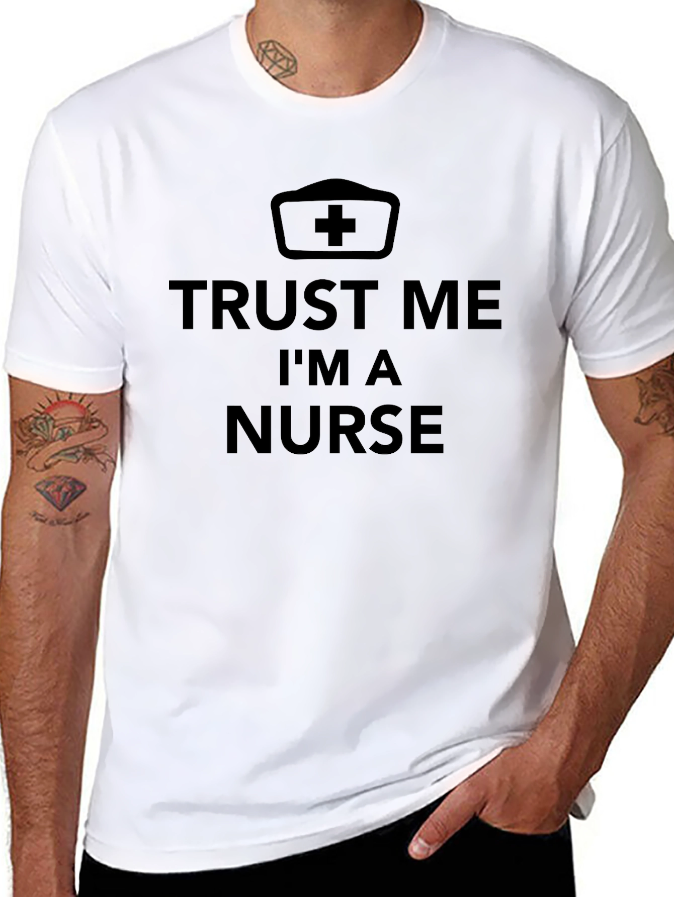 Black Trust Me I'm A Nurse Black T-Shirt view 8