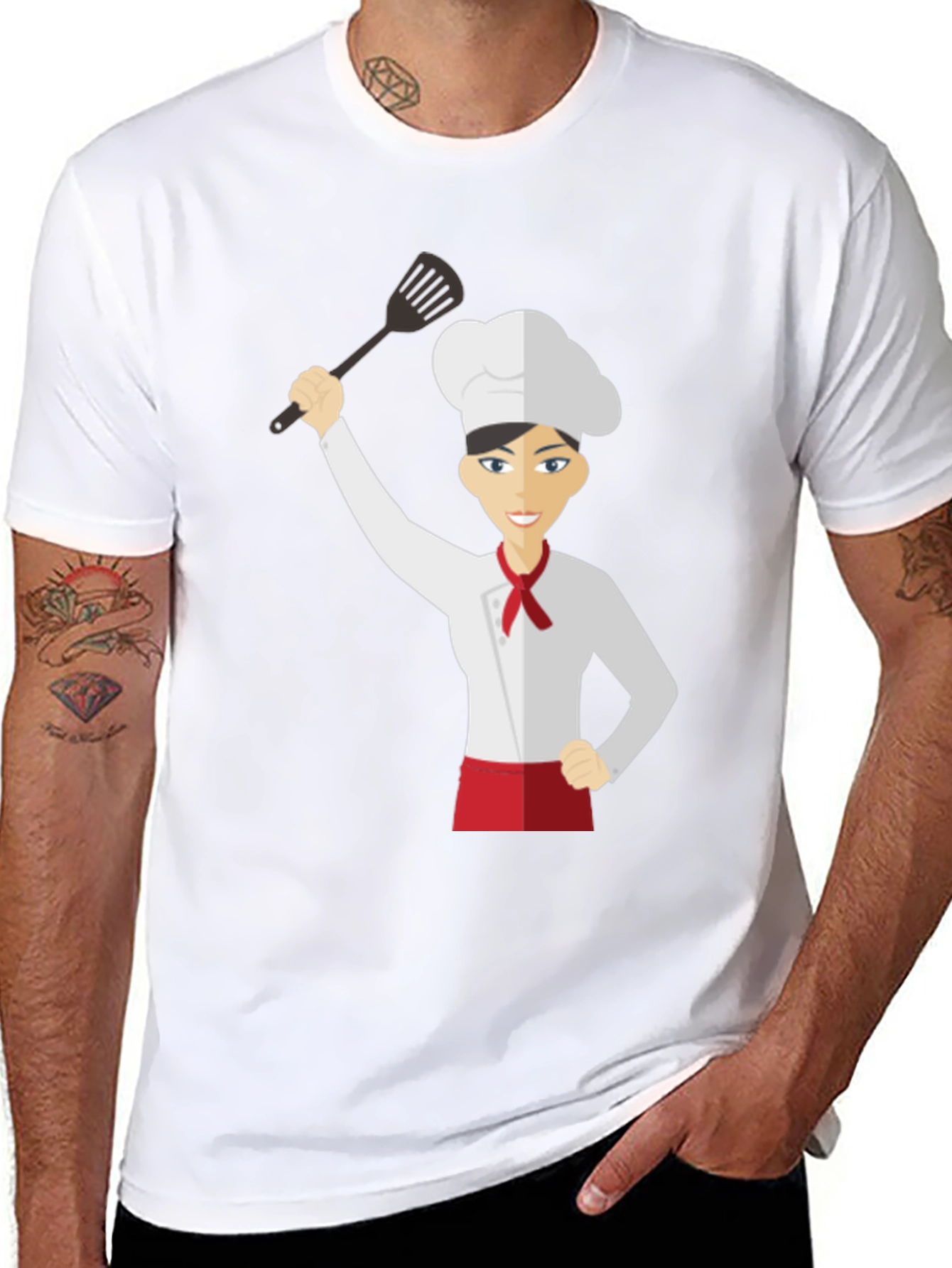 Black Chef Woman's Black Graphic T-Shirt view 8