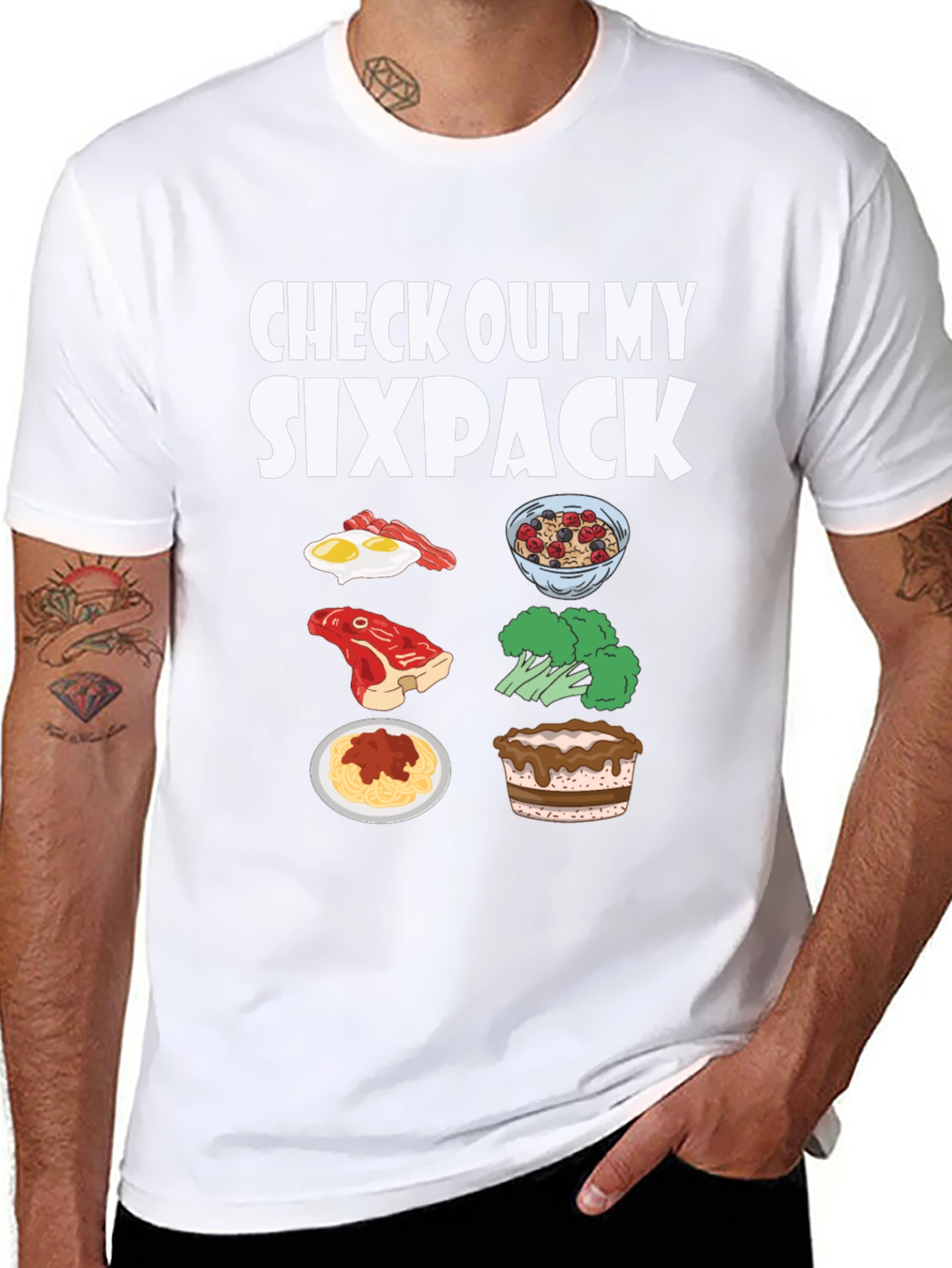 Black Check Out My Sixpack Food T-Shirt view 8