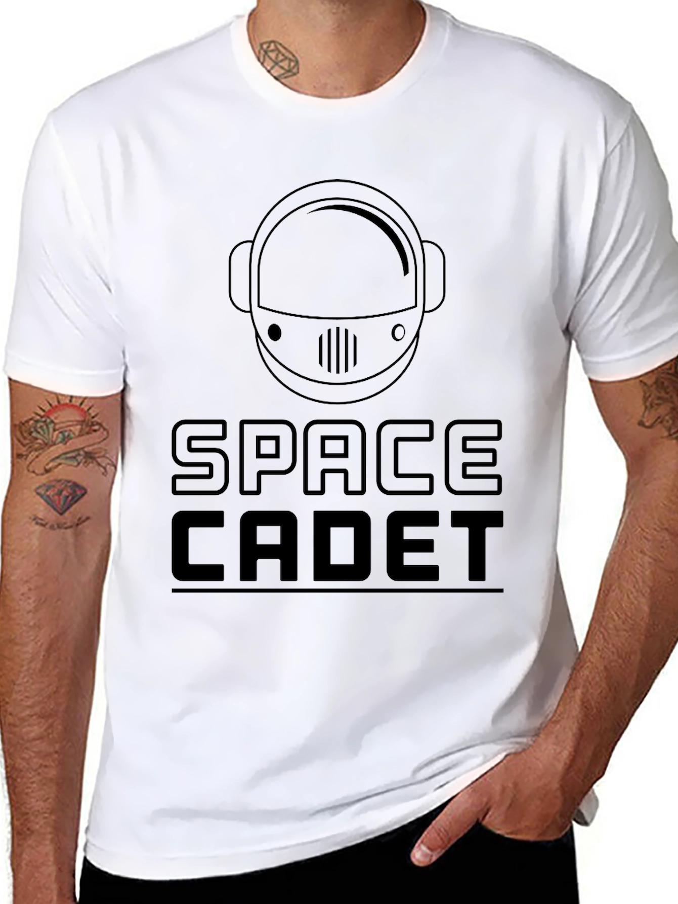 Black Space Cadet T-Shirt - Astronaut Helmet Graphic Tee view 8