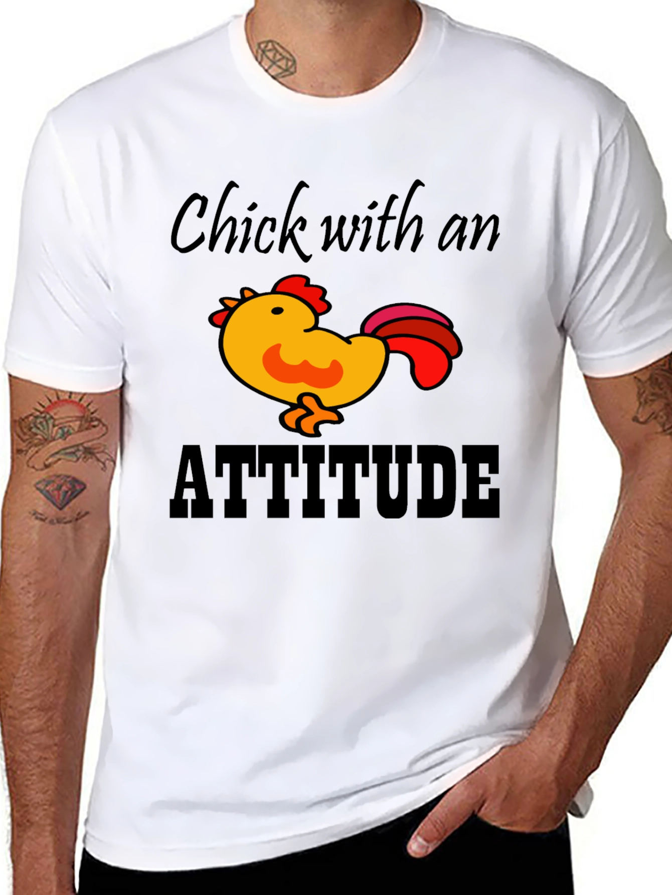 Black Chick with Attitude Black T-Shirt view 8