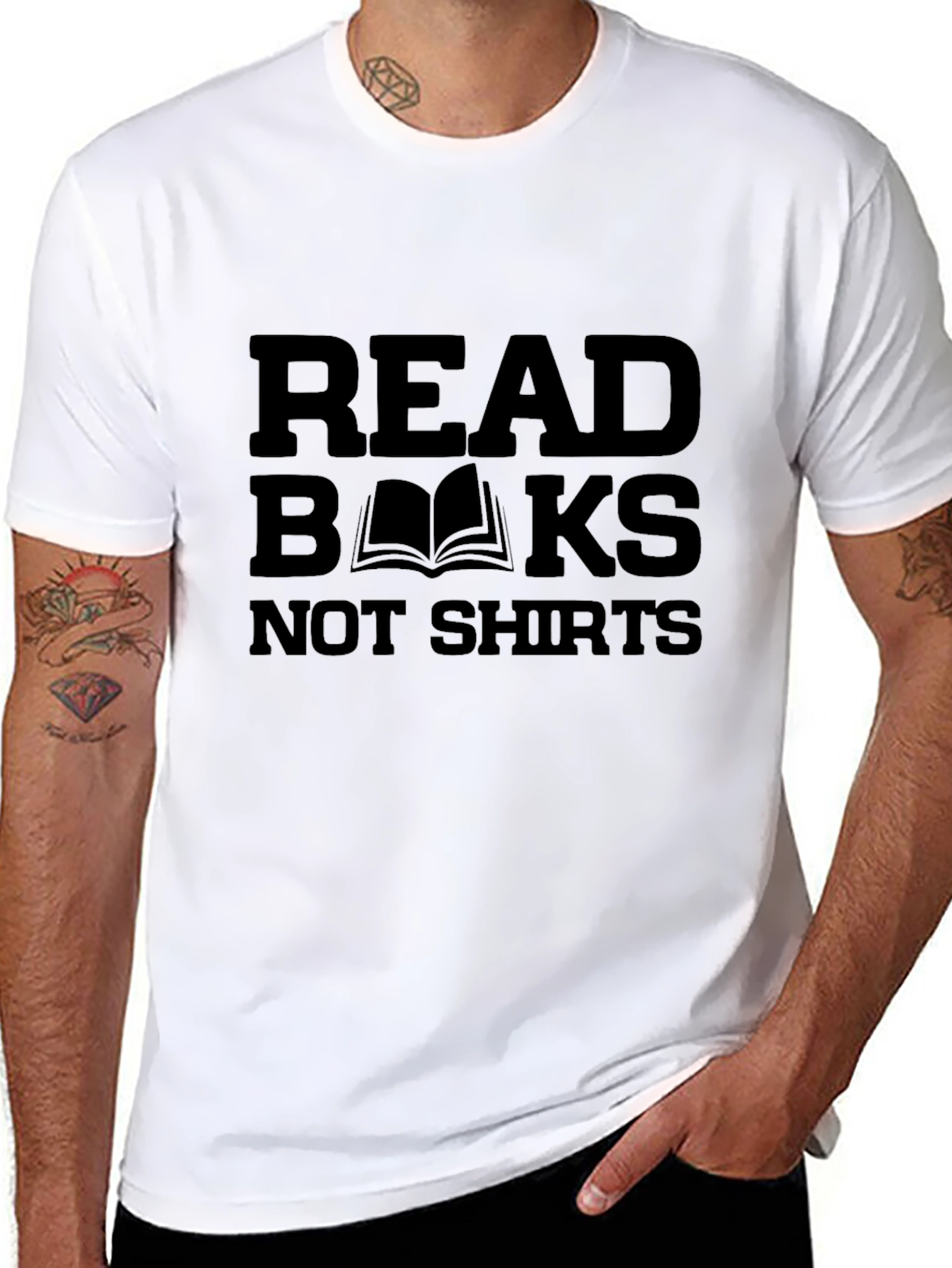 Black Read Books Not Shirts Graphic Tee - Black view 8