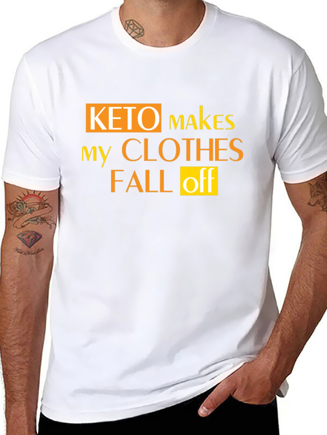 Black Keto Makes My Clothes Fall Off Black Graphic T-Shirt view 8