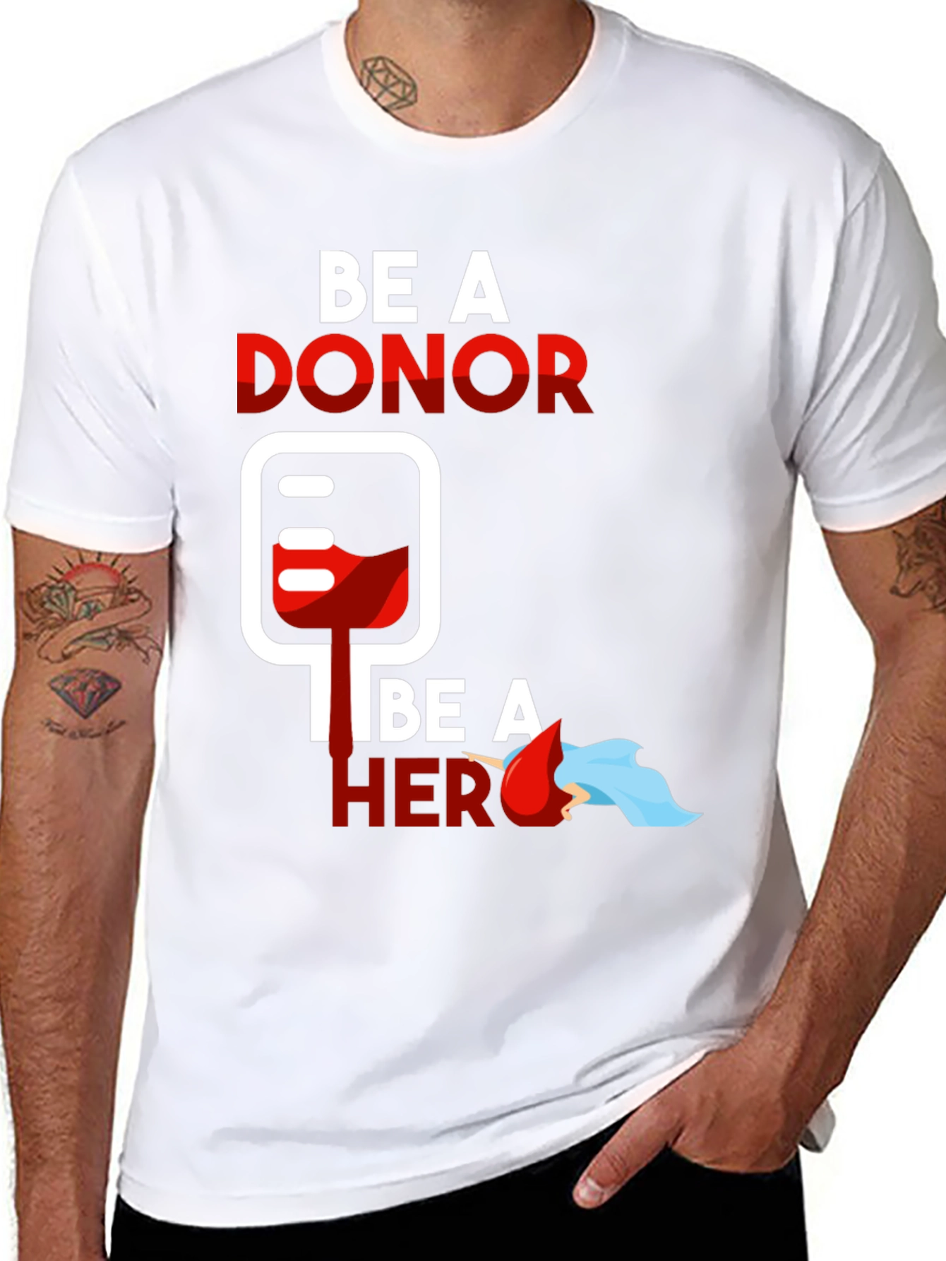 Black Be a Donor Be a Hero Graphic Tee view 8