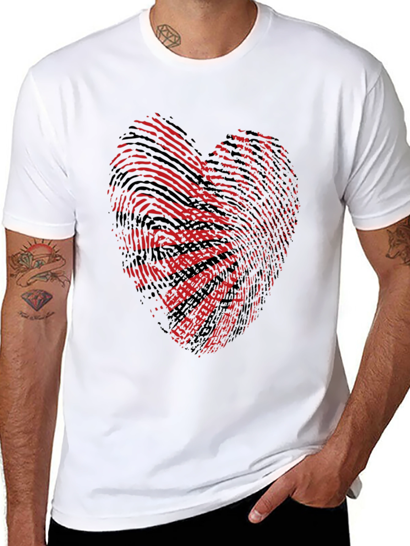 Black Heart Fingerprint Graphic Tee - Unique Design view 8