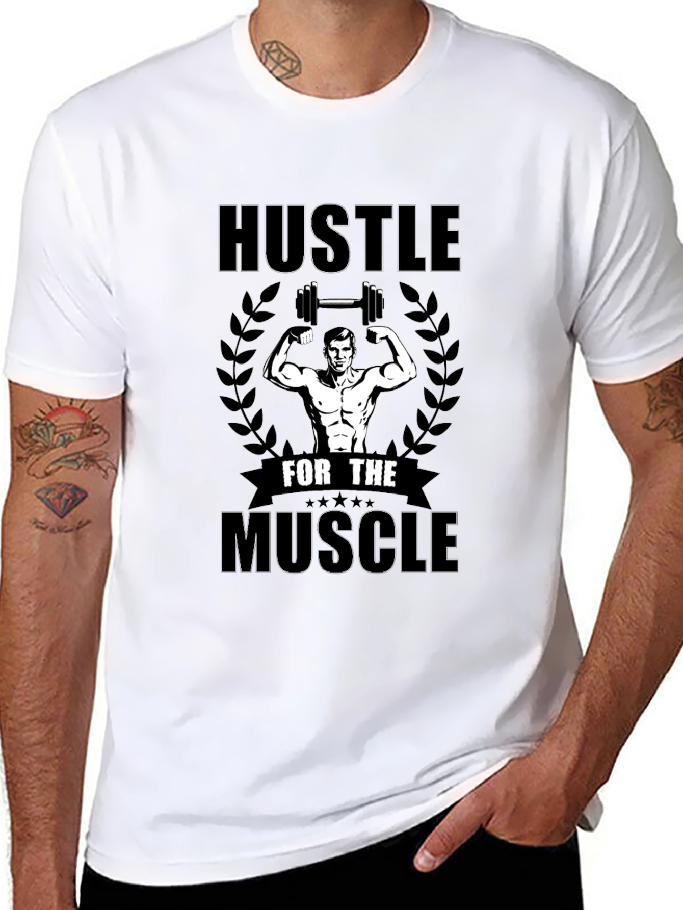 Black Hustle For The Muscle T-Shirt view 8