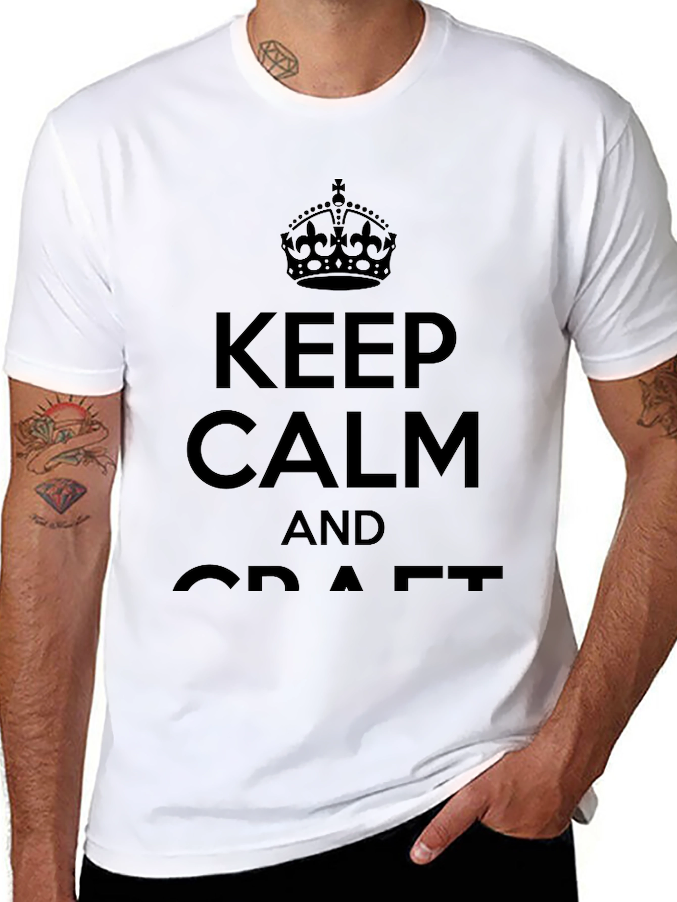 Black Keep Calm And Craft T-Shirt - Comfortable Cotton Tee view 8