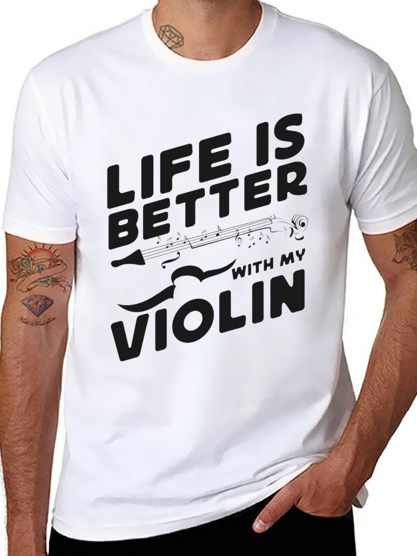 Black Life is Better with My Violin - Black T-Shirt view 8