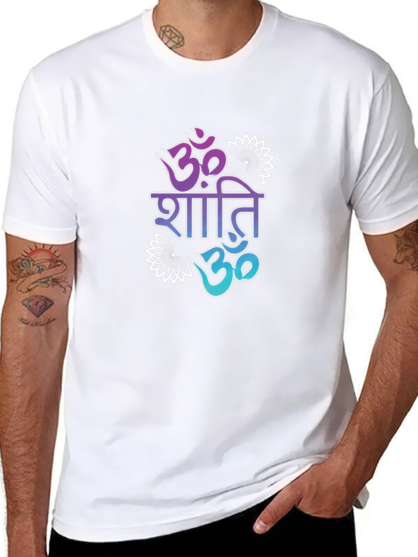 Black Om Shanti T-Shirt - Peaceful Graphic Tee view 8