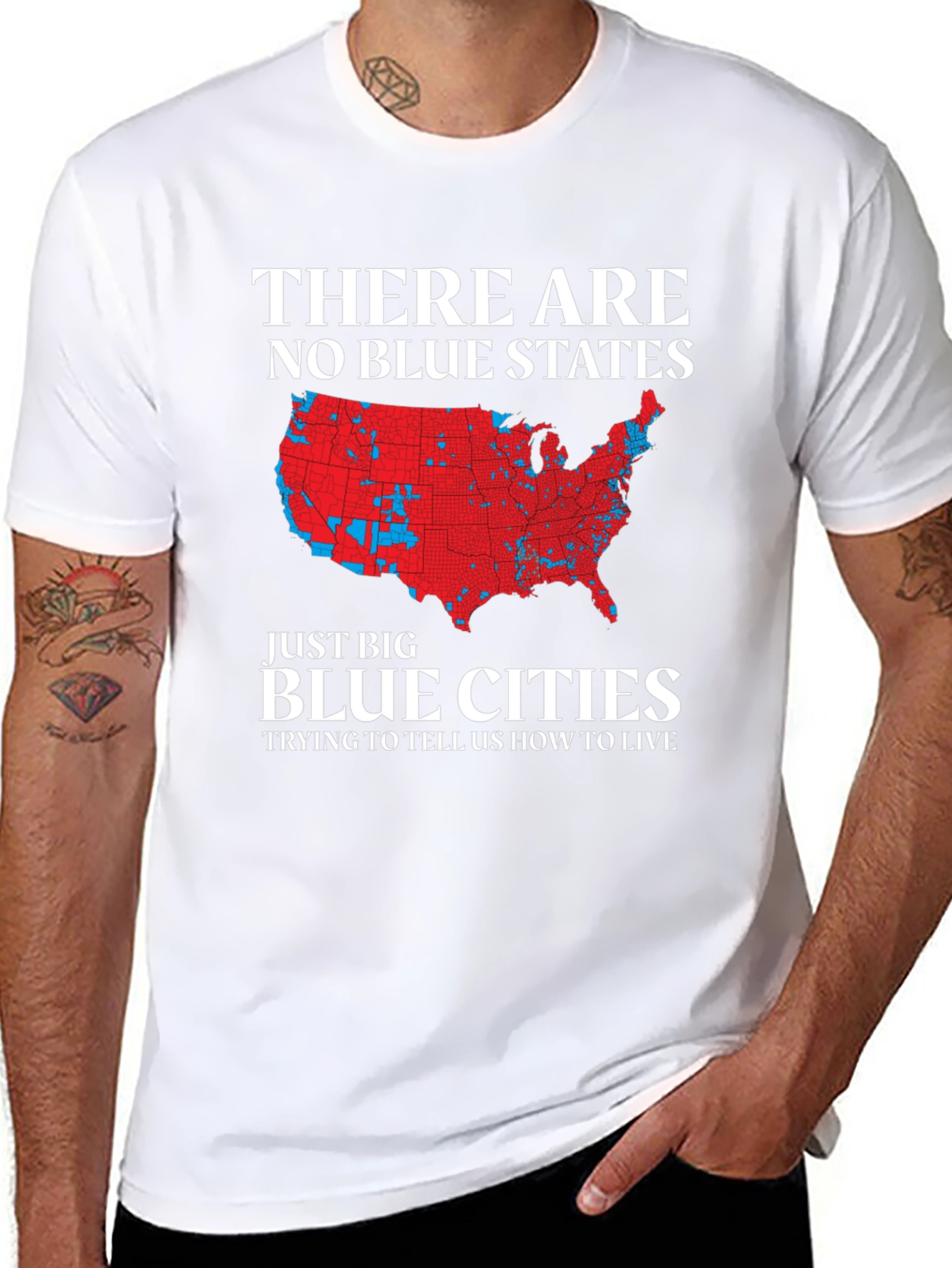 Black Political Statement T-Shirt: No Blue States view 8
