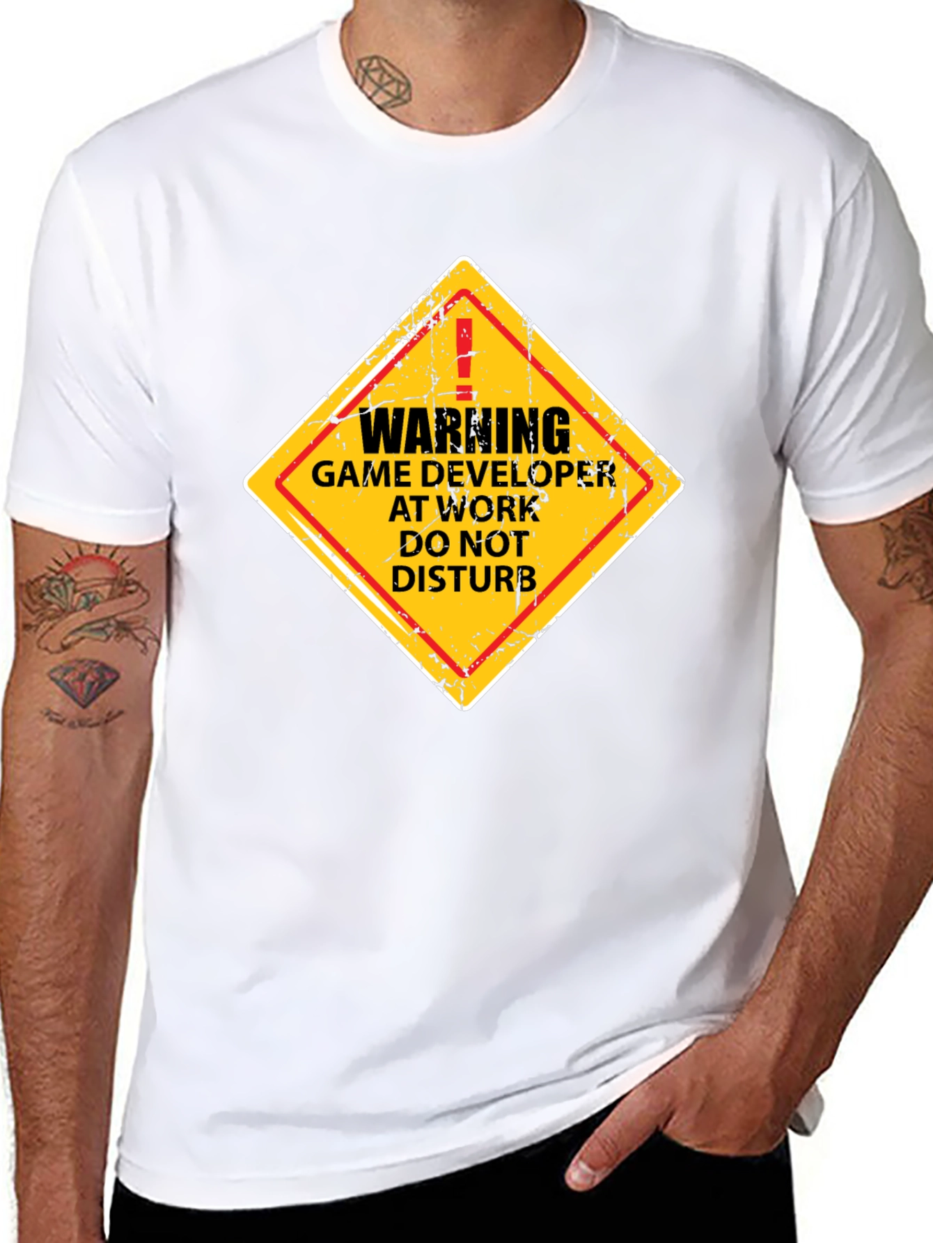 Black Warning Game Developer T-Shirt - Funny Programmer Tee view 8