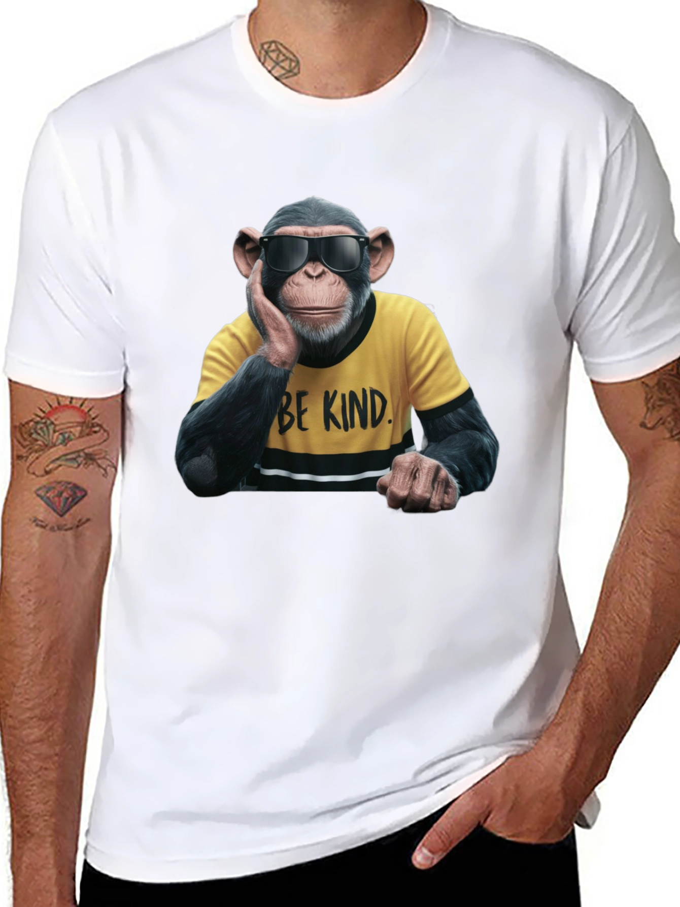 Black Cool Monkey Graphic Tee - Be Kind view 8
