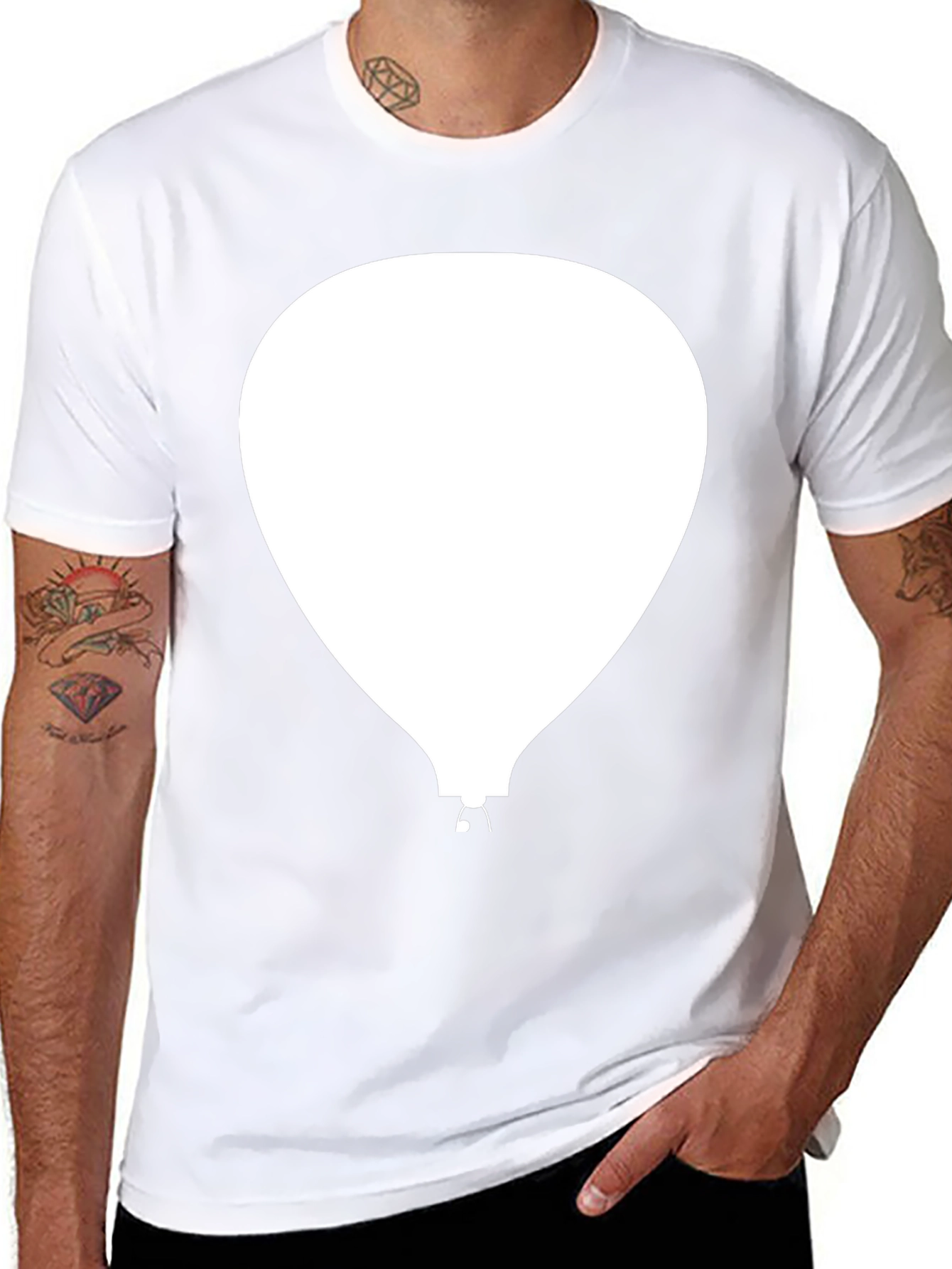 Black Men's Black T-Shirt with Balloon Graphic view 8