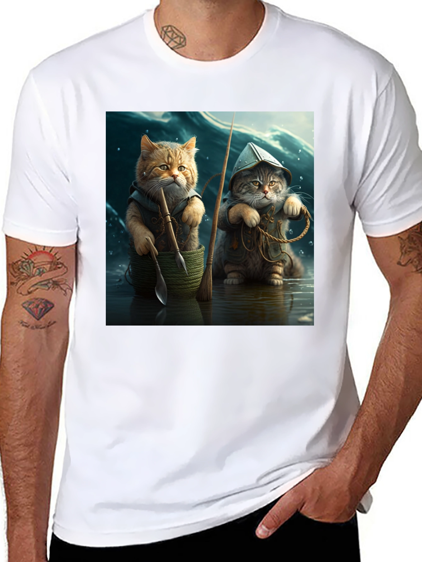 Black Cat Fishermen Graphic Tee view 8
