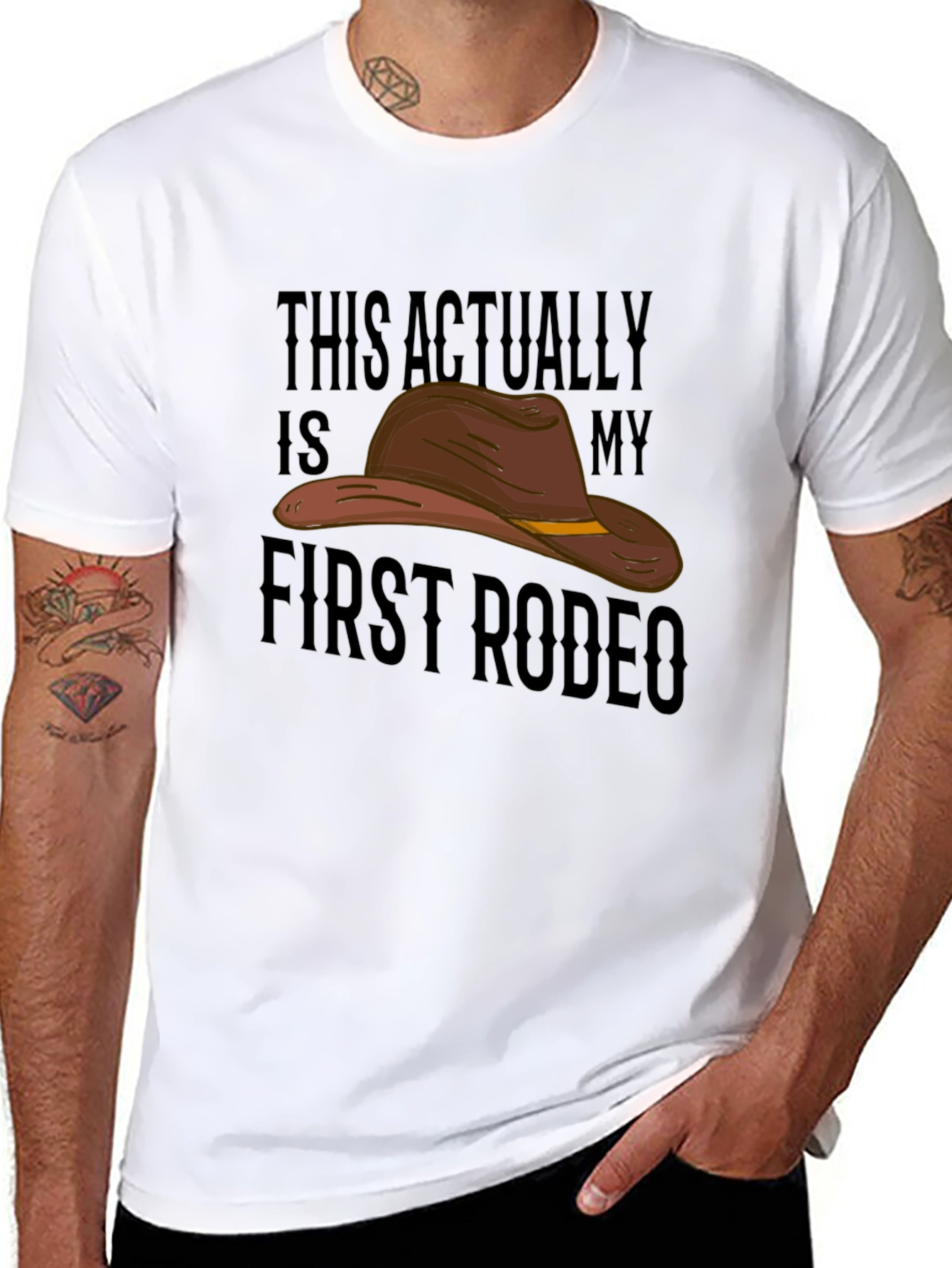 Black Funny Rodeo T-Shirt - This Actually Is My First Rodeo view 8