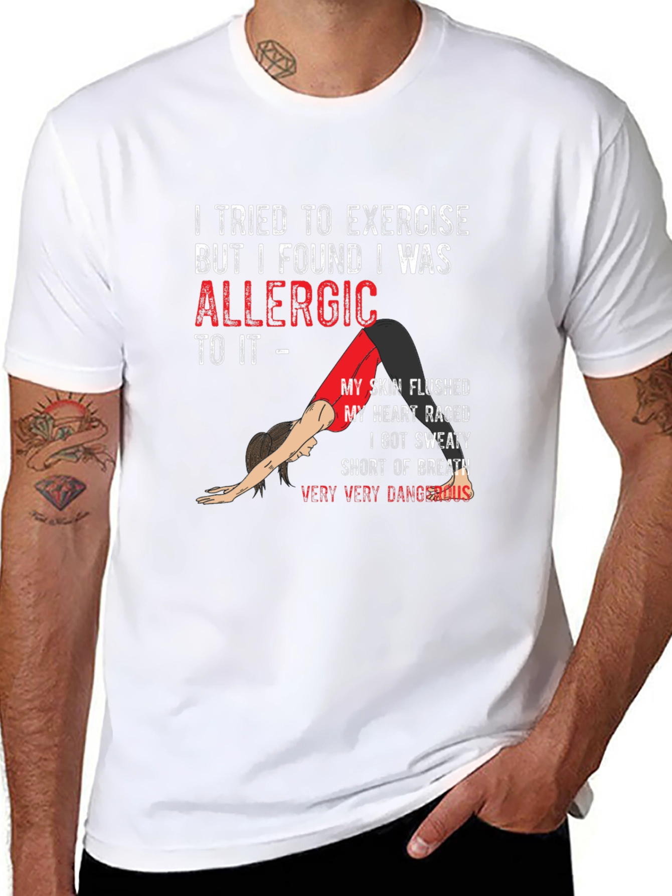 Black Funny Exercise Allergy T-Shirt view 8
