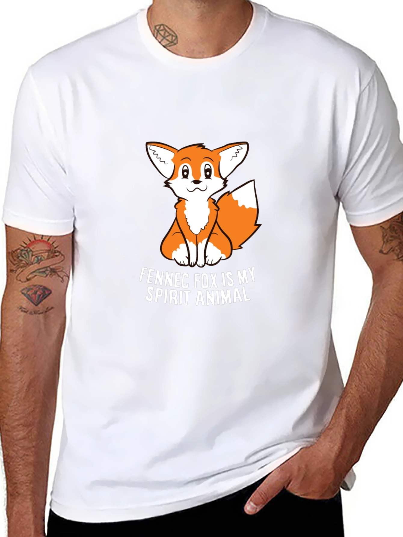Black Fennec Fox Spirit Animal Graphic Tee - Black view 8