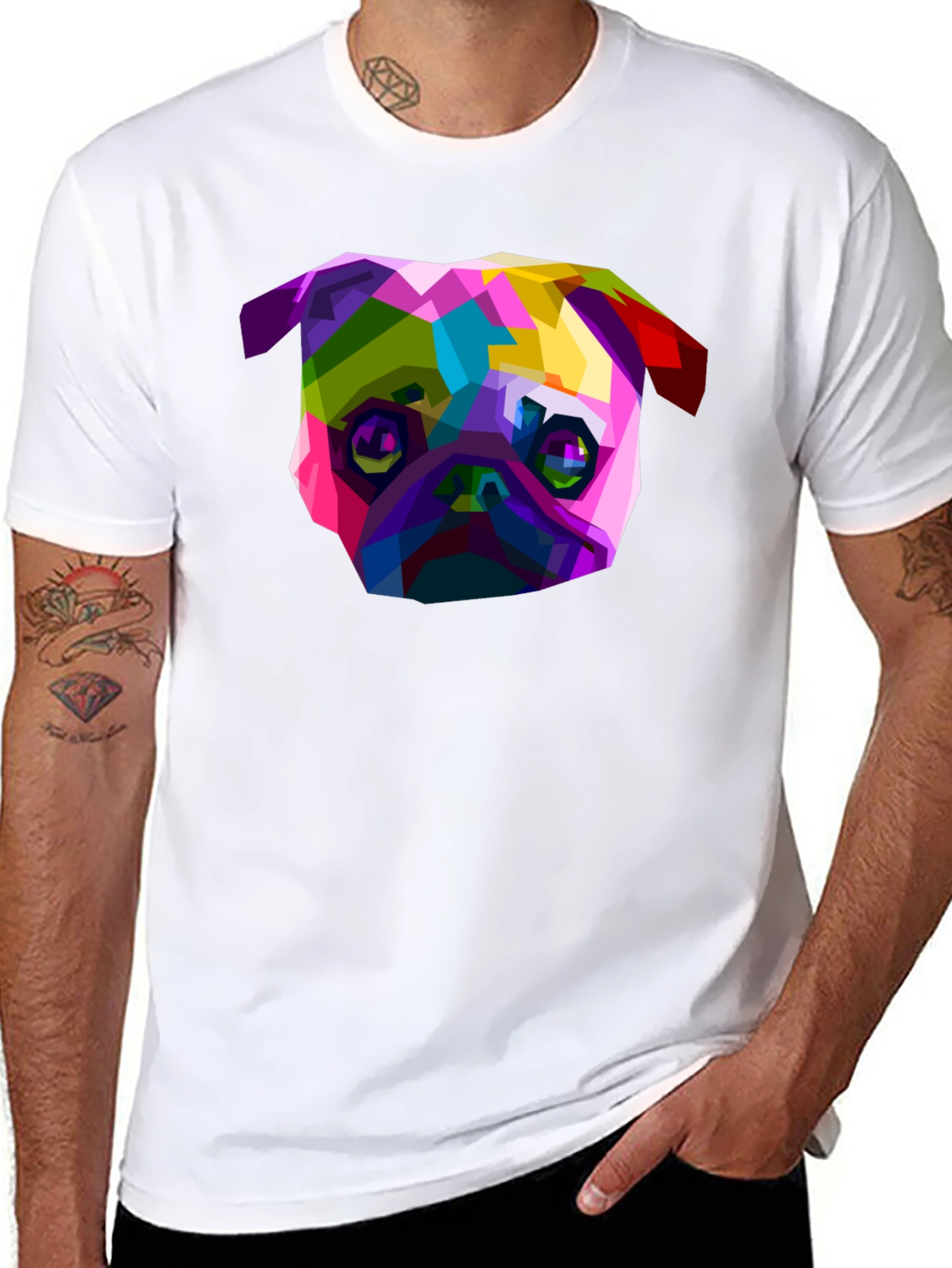 Black Geometric Pug Graphic Tee - Bold Style view 8