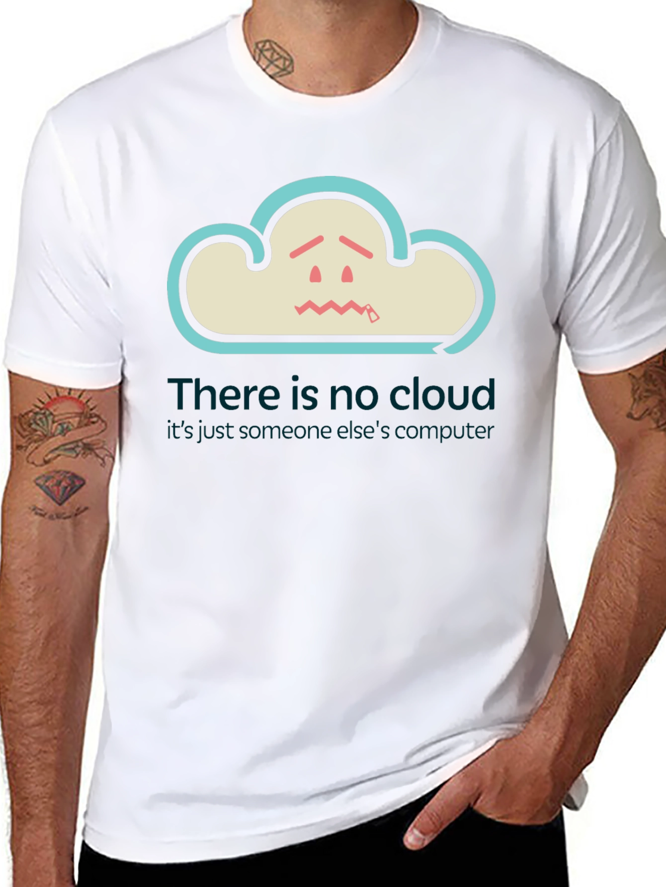 Black Funny Cloud T-Shirt: There is No Cloud view 8