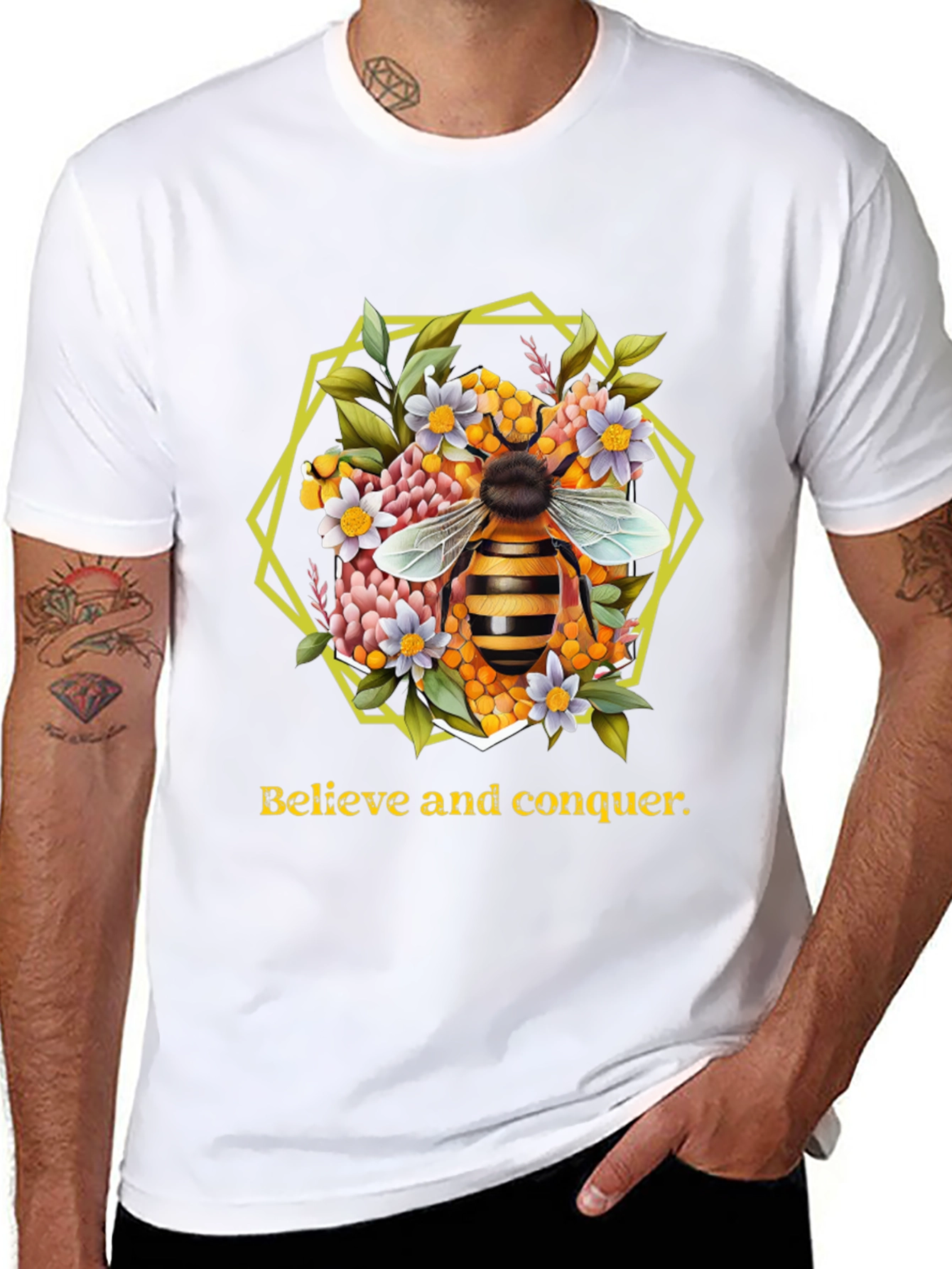 Black Believe and Conquer Bee Graphic Tee view 8