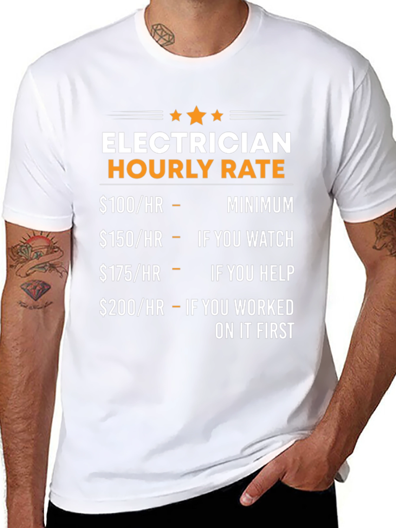 Black Electrician Hourly Rate Novelty Graphic Tee view 8